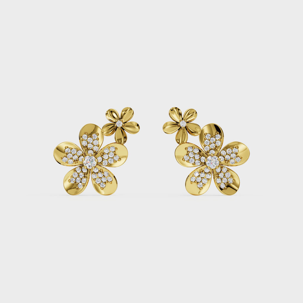 Two-Tier Flower Stud Earrings
