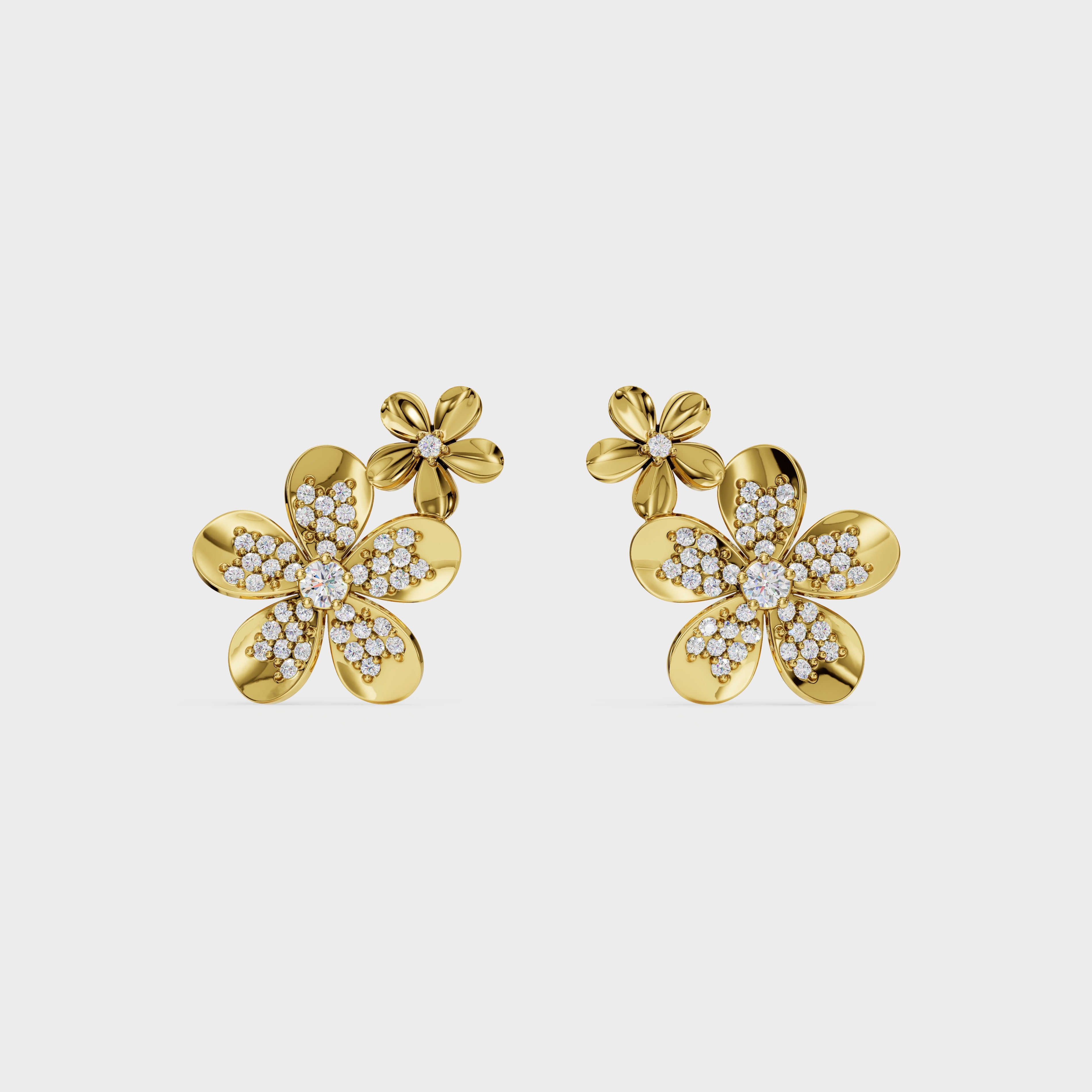 Two-Tier Flower Stud Earrings