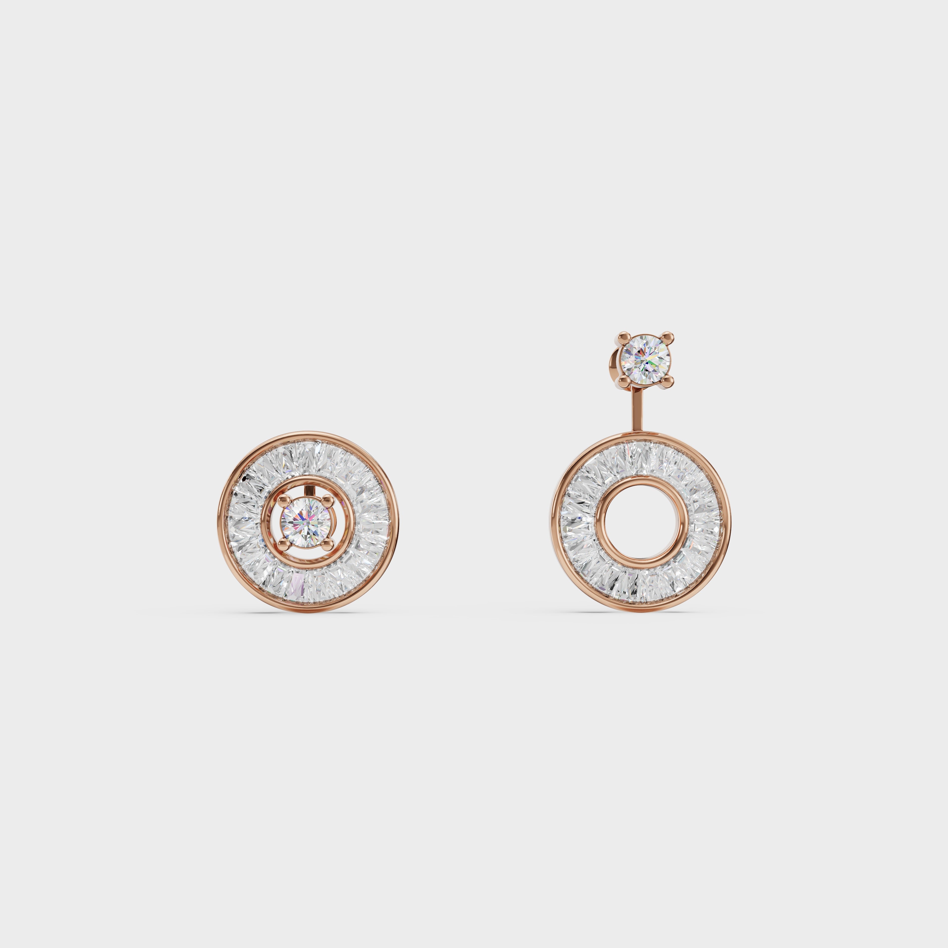 Radial Baguette Diamond Studs Earrings