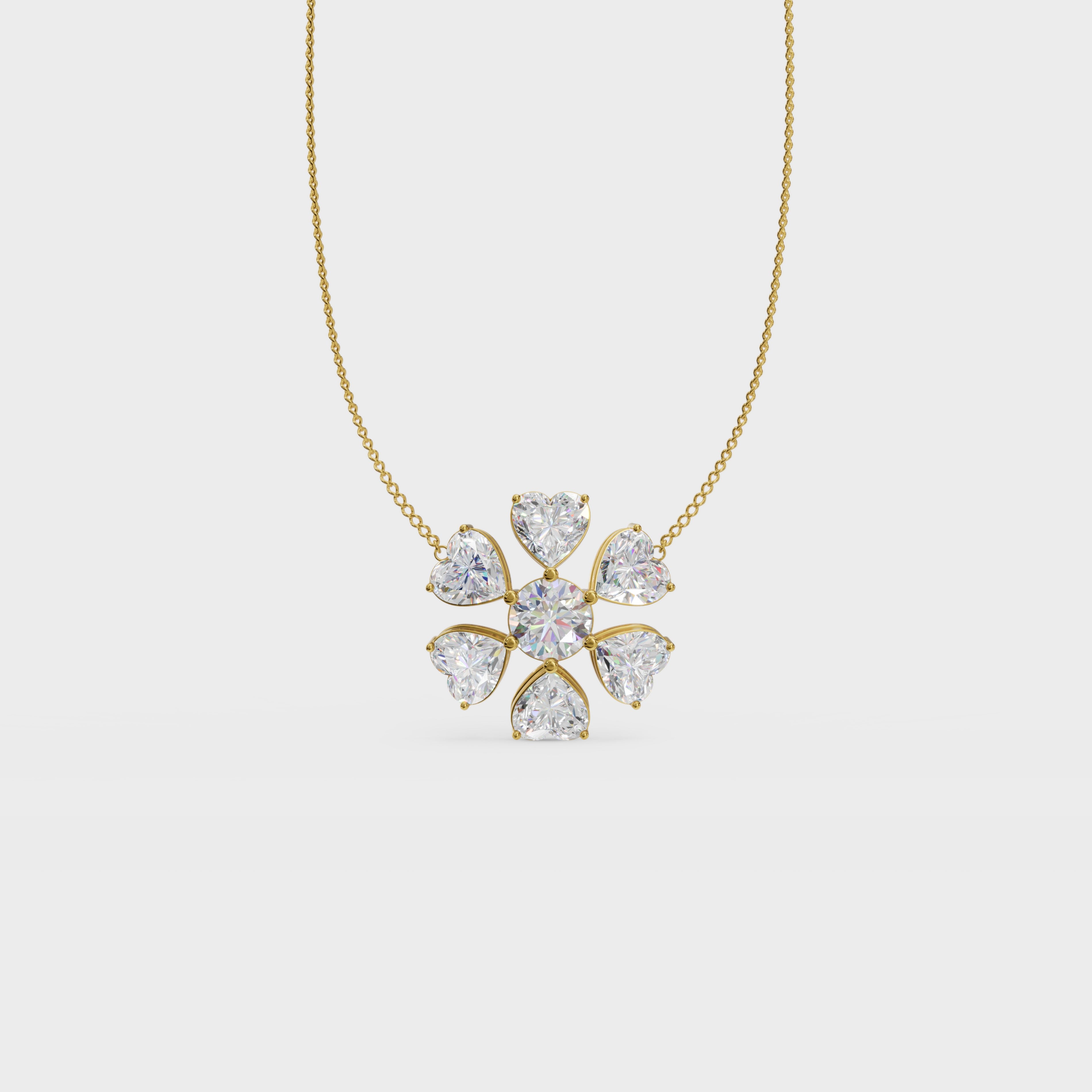 Heart blossom cluster pendant
