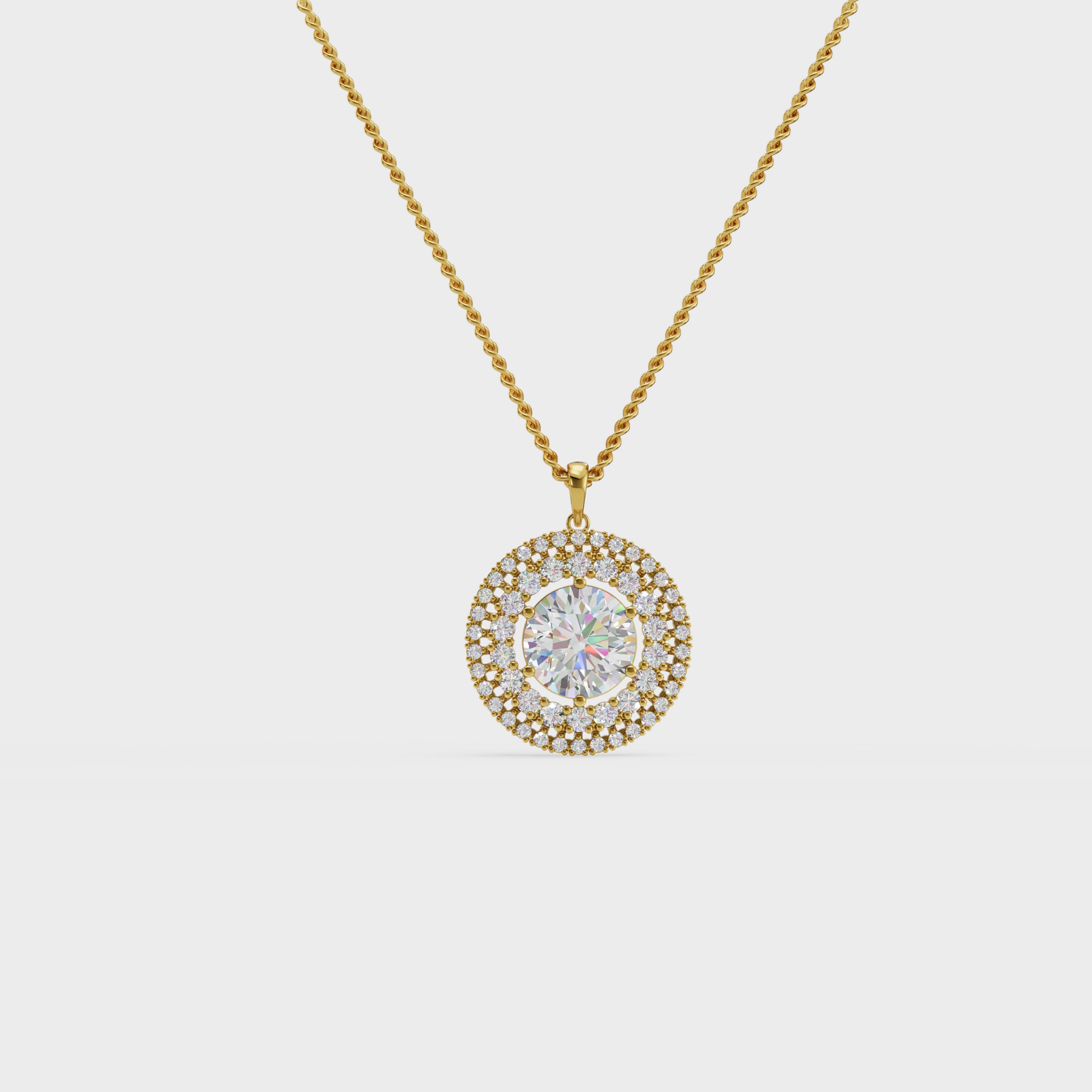 Elegant Snowflake Halo Round Diamond Pendant