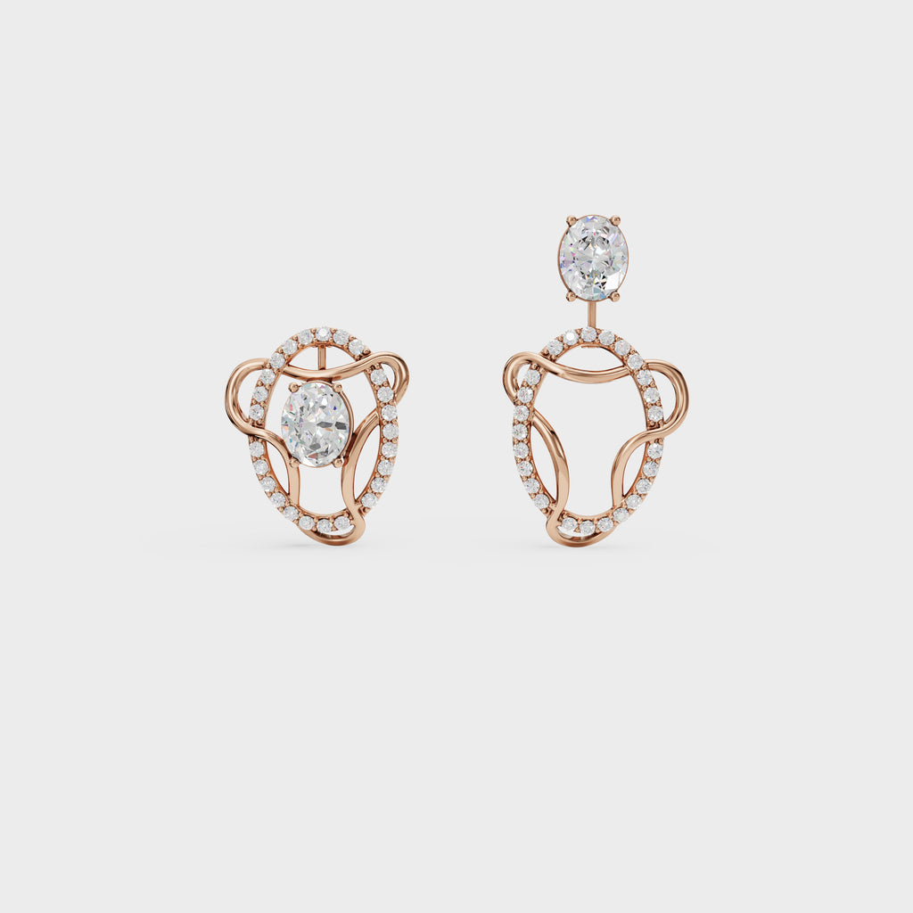 Diamond Swirl Halo Earrings