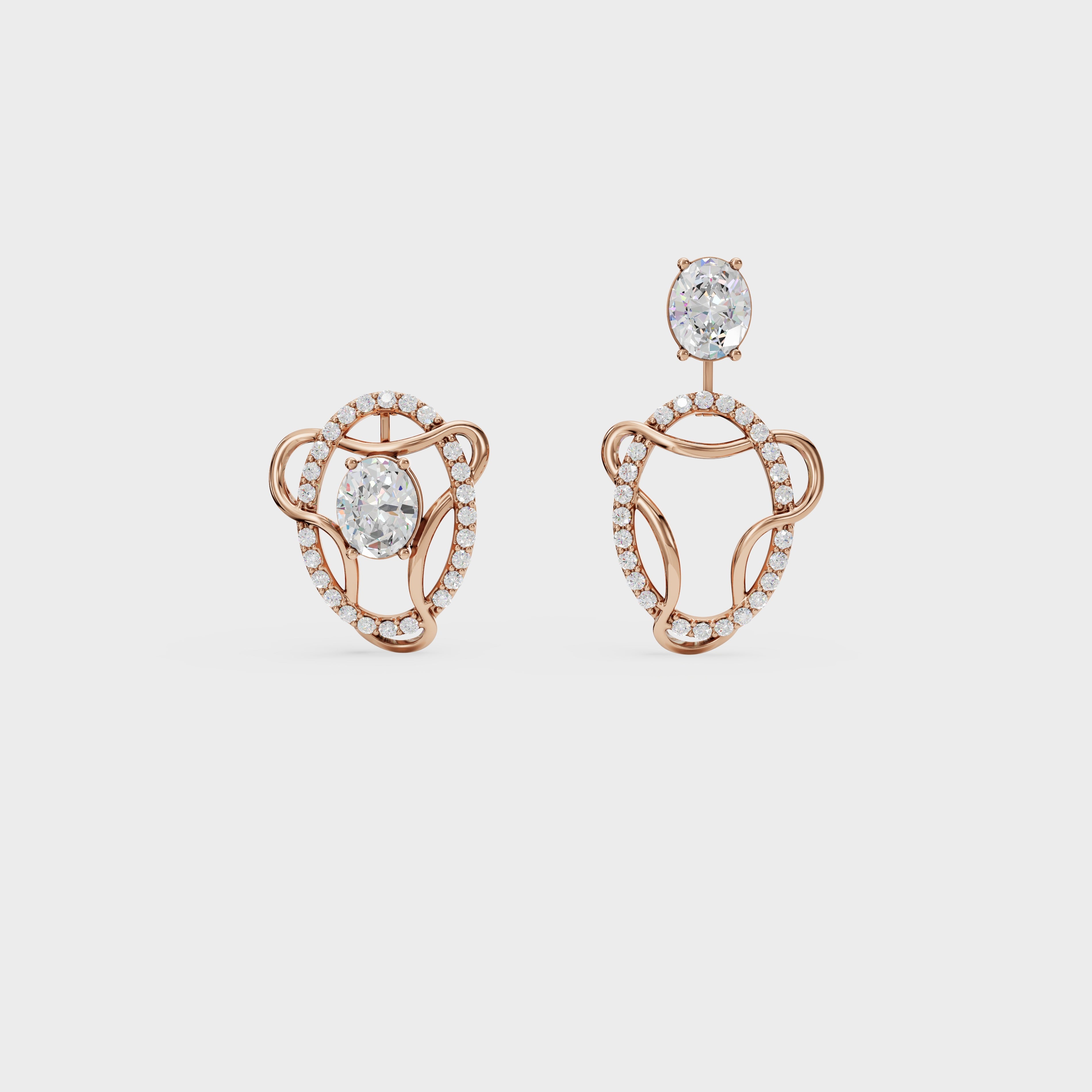 Diamond Swirl Halo Earrings