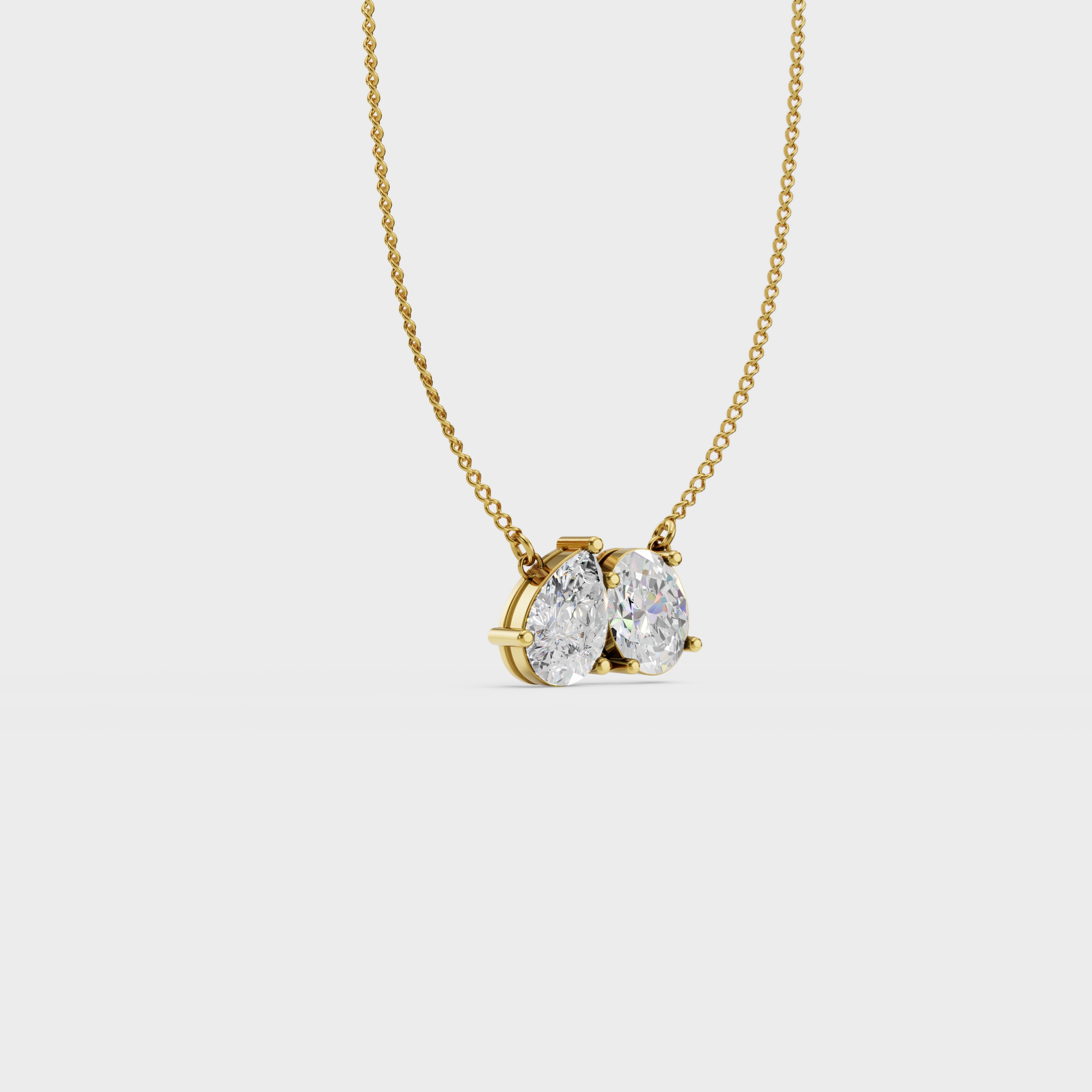 Twin flame oval and pear pendant