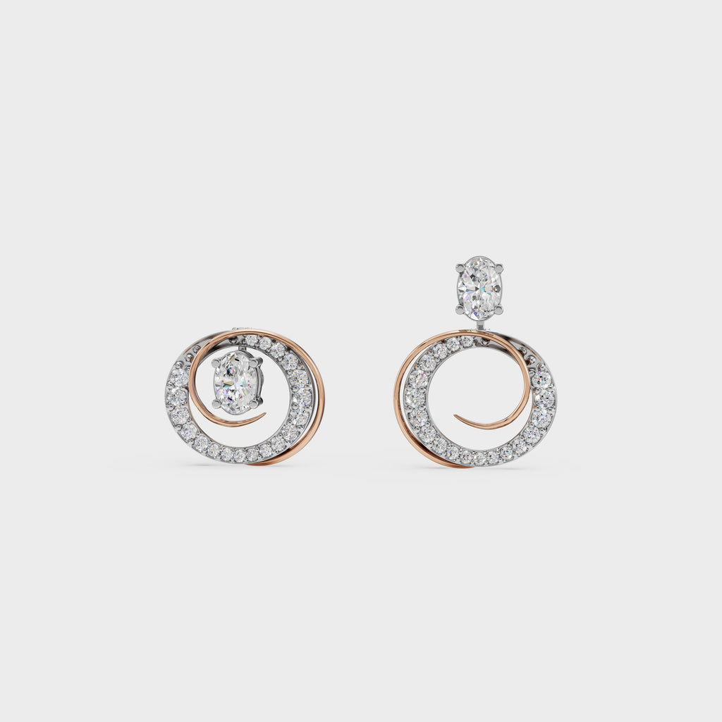 2 in One Oval cut stud & Earrings