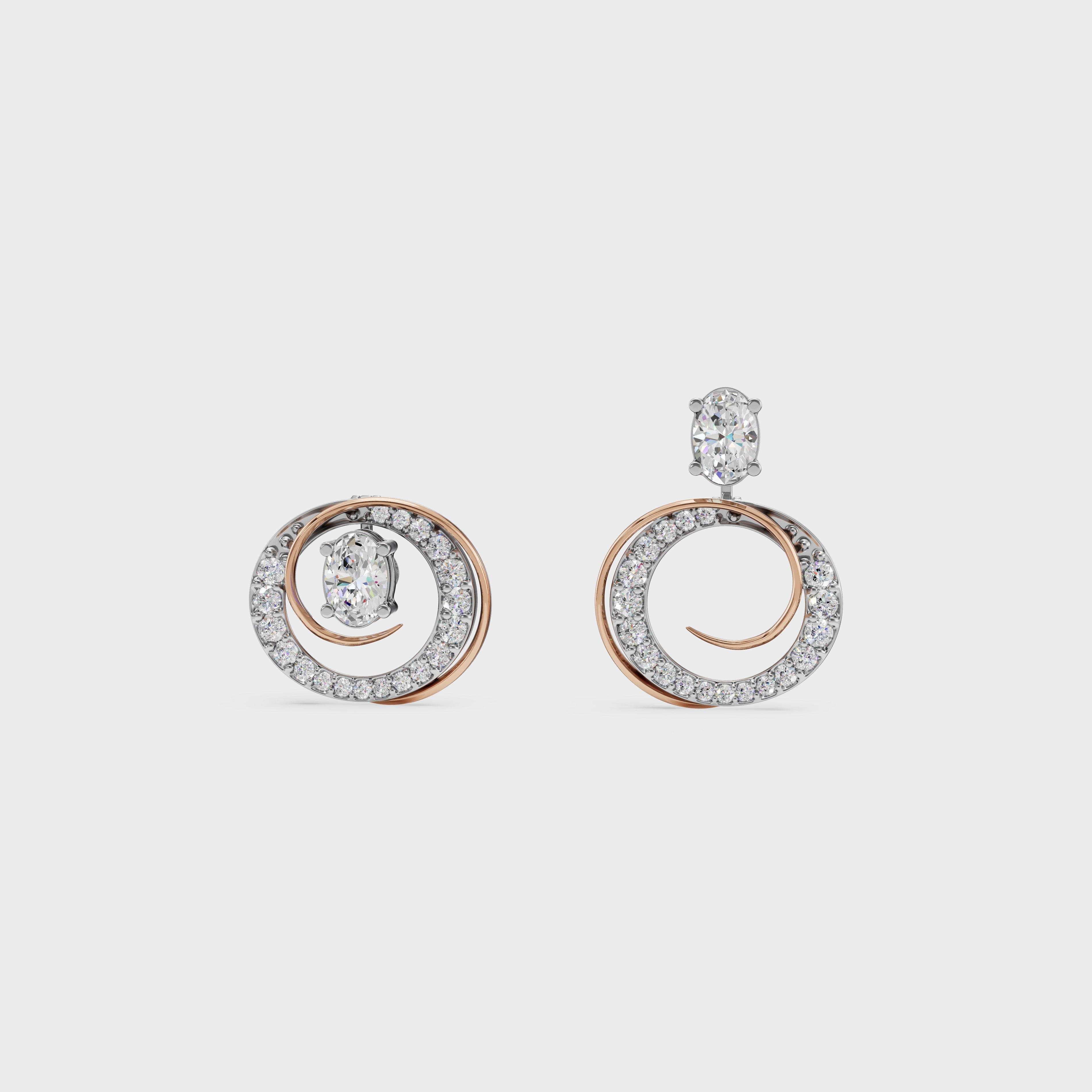 2 in One Oval cut stud & Earrings