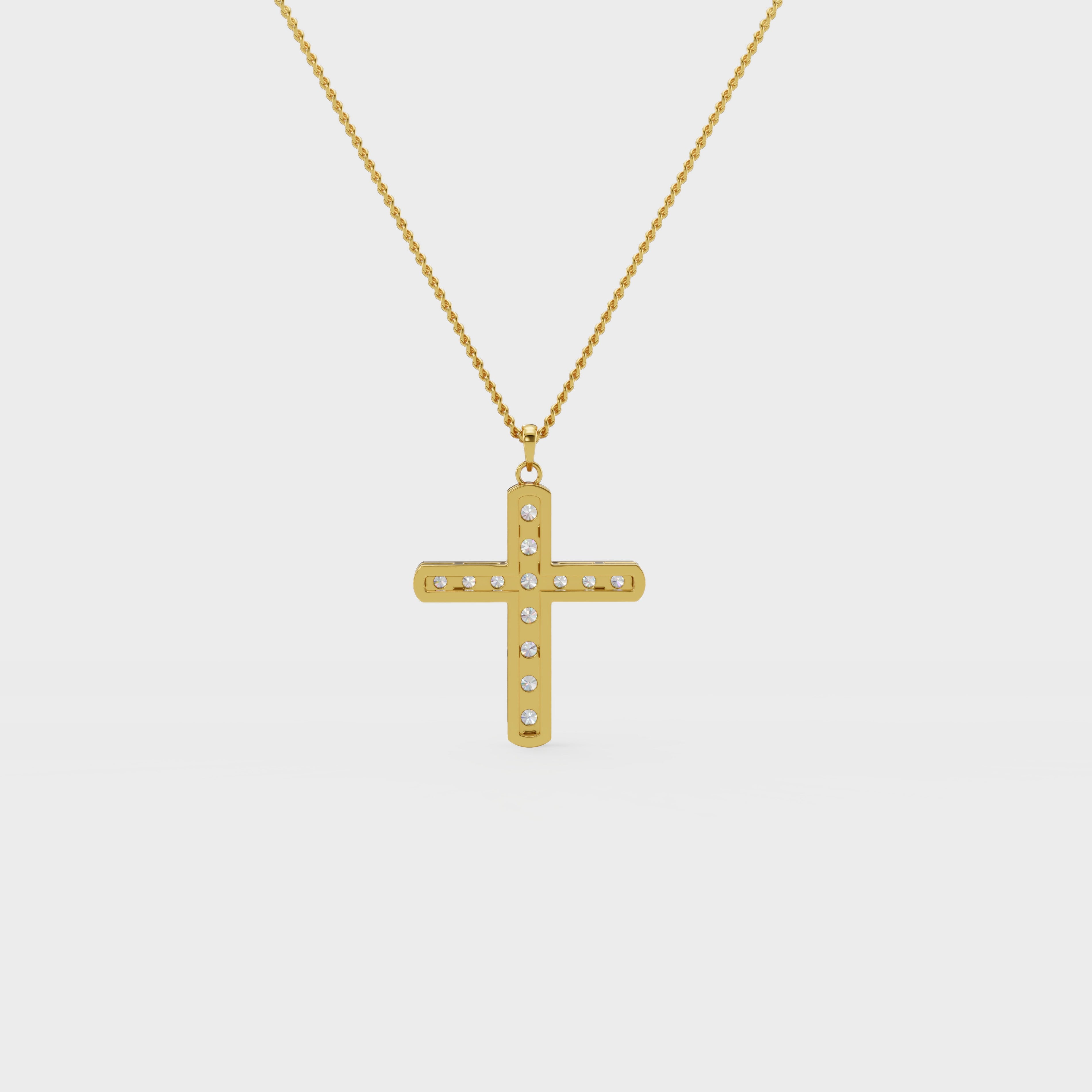 Christian Cross Round Diamond Pendant