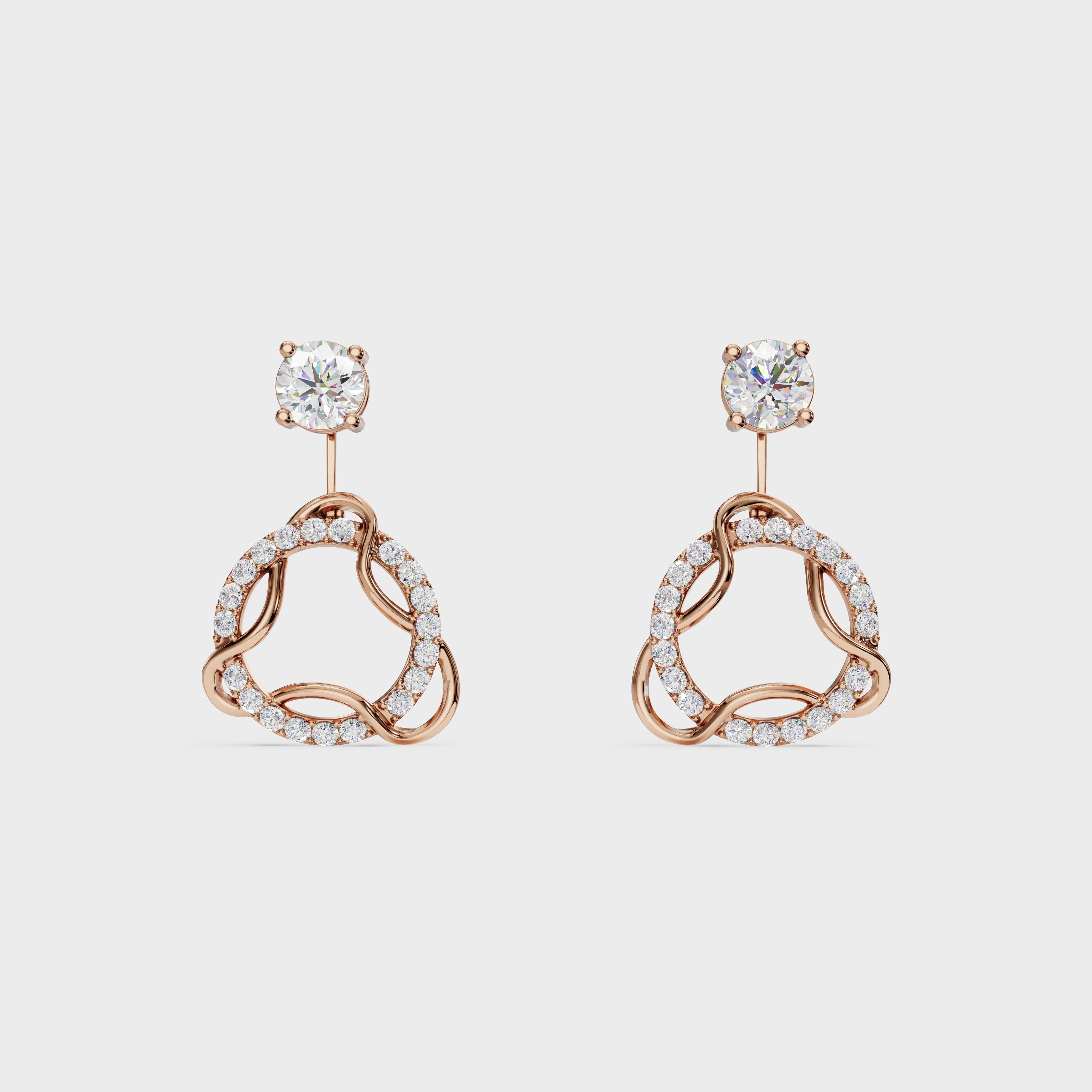 Modern Diamond 2 in 1 Earrings
