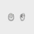 Oval & Pave Crescent Stud Earrings