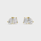 Emerald & Pear Diamond Stud