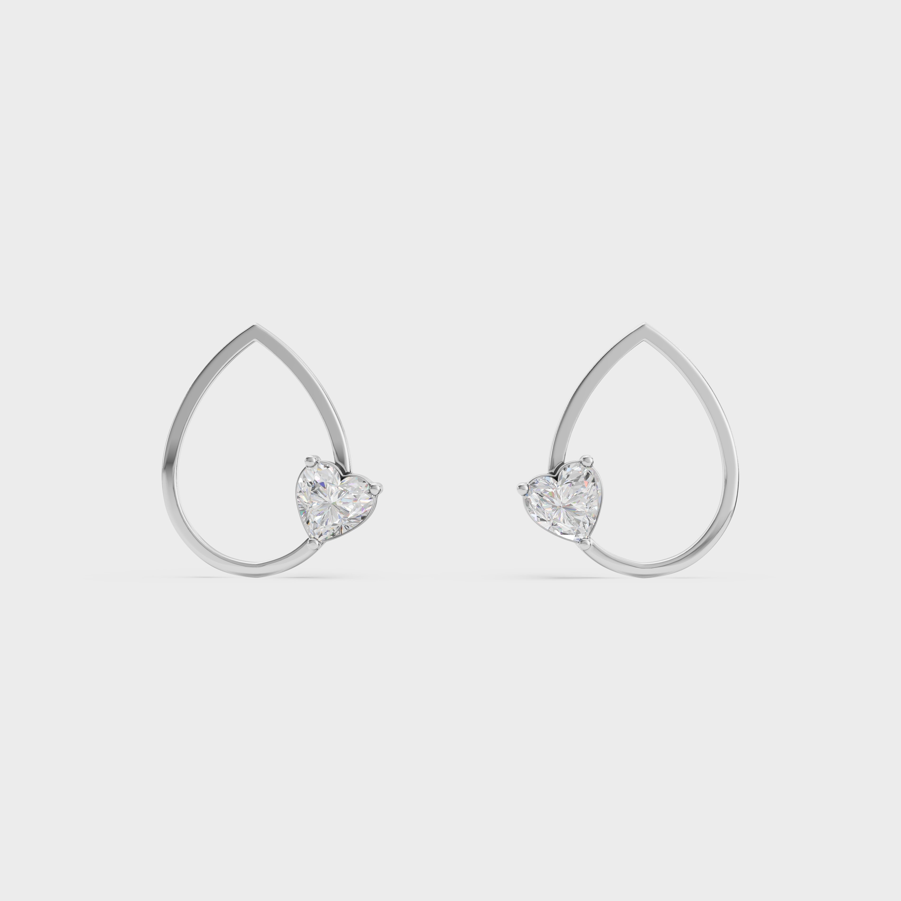Heart in Teardrop Stud Earring