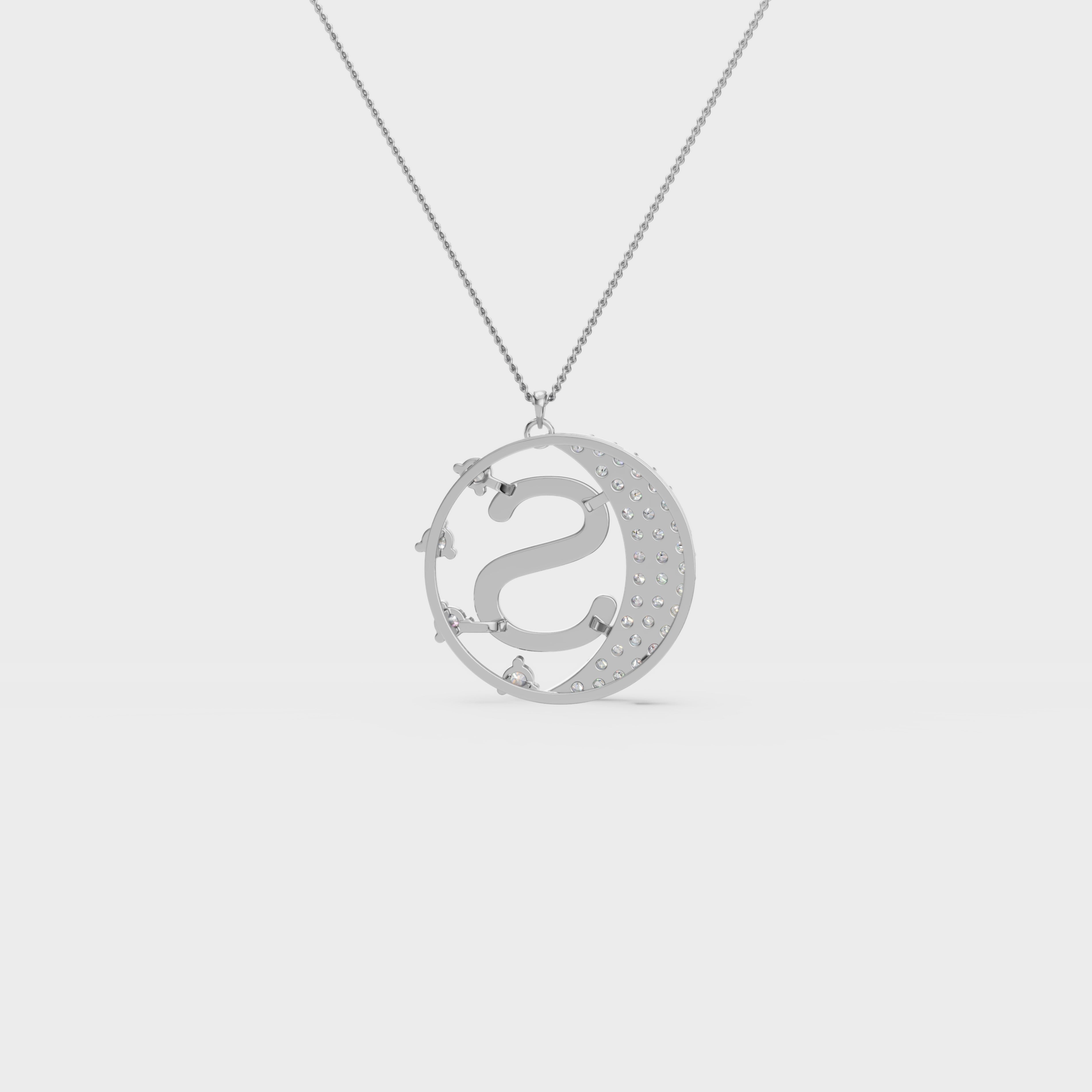 Crescent S Intial Pendant