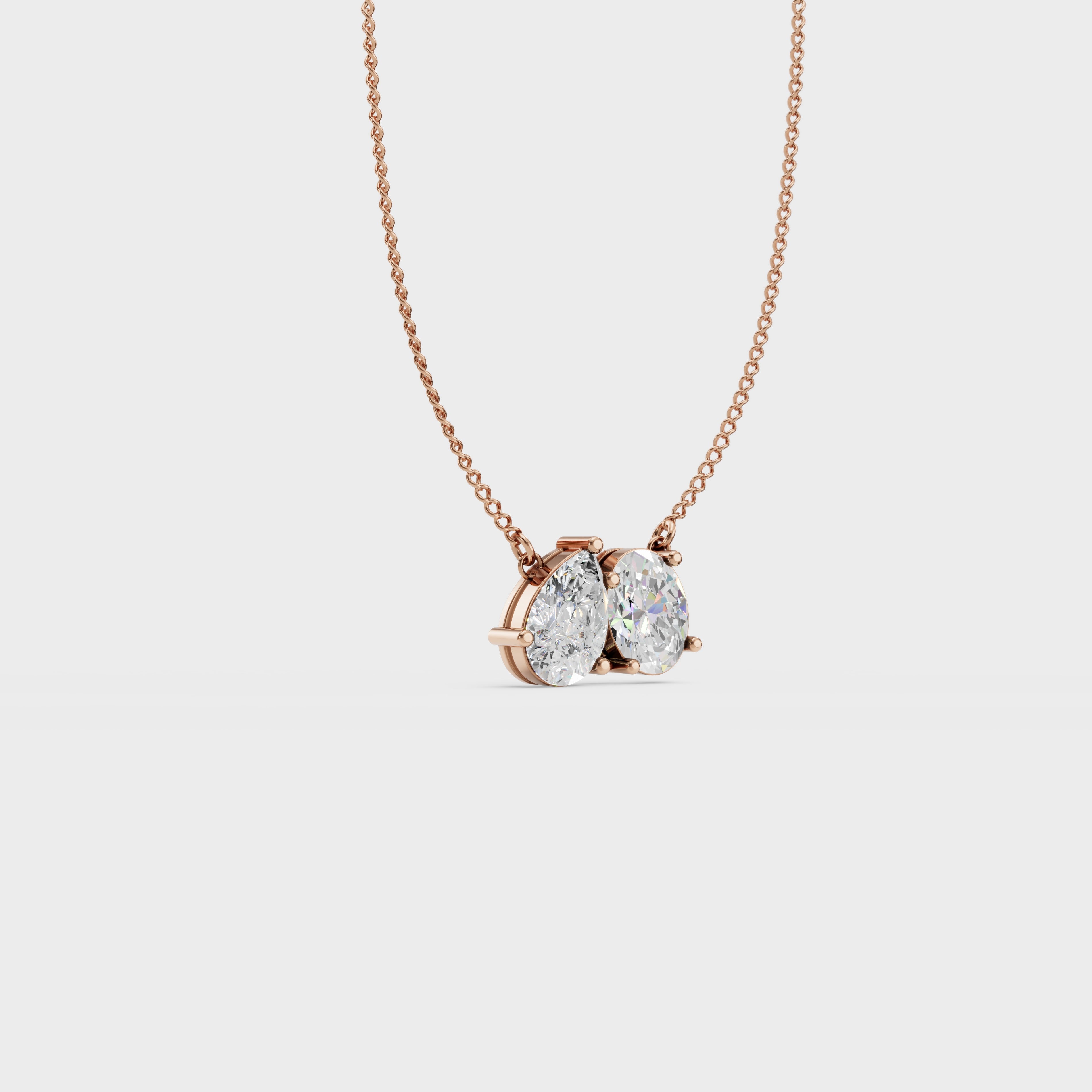 Twin flame oval and pear pendant