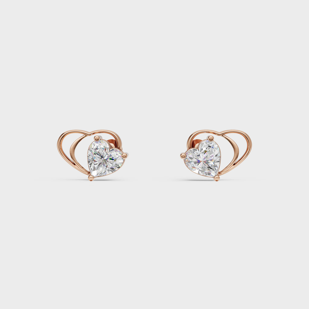 Butterfly Theme Heart Stud Earrings