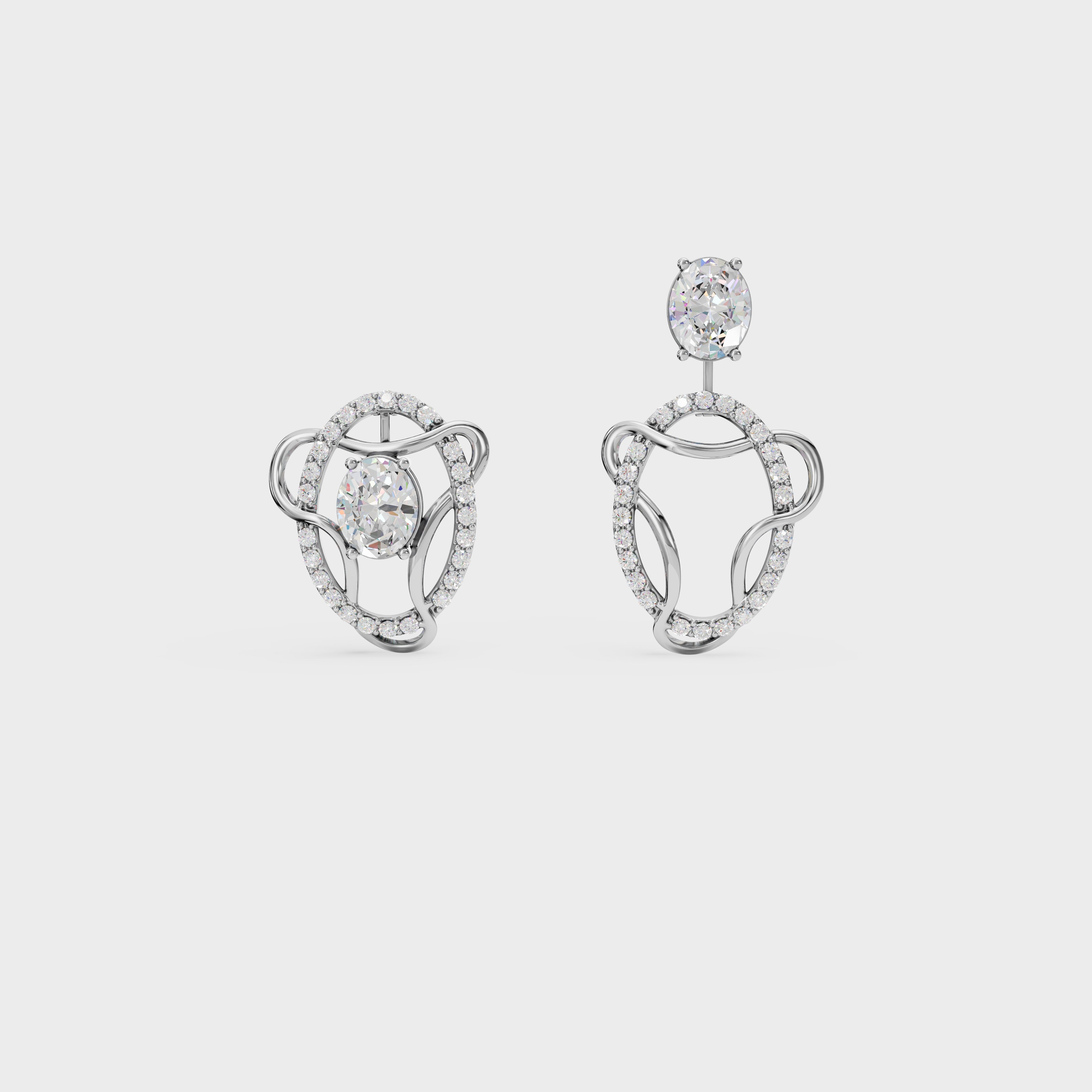 Diamond Swirl Halo Earrings