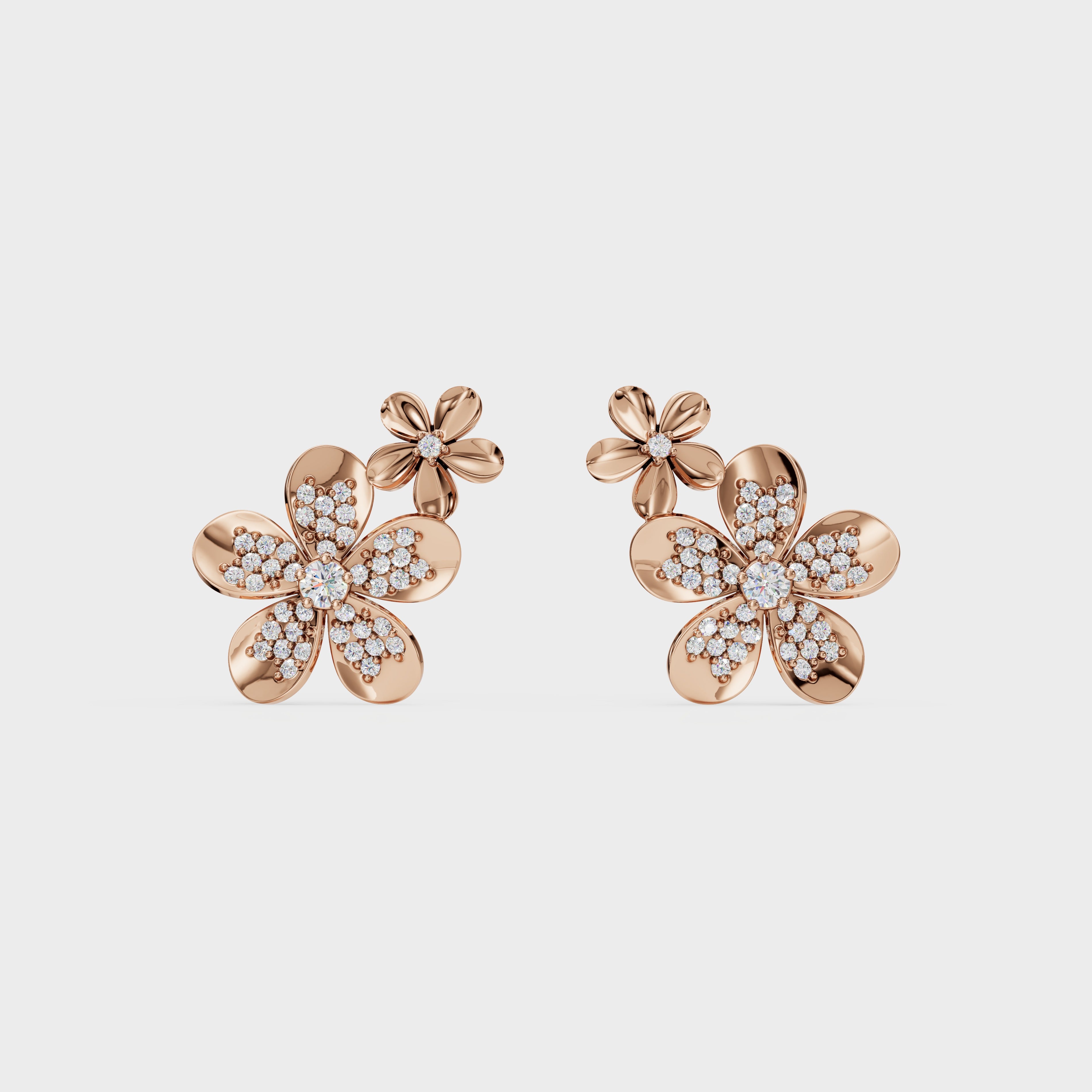 Two-Tier Flower Stud Earrings