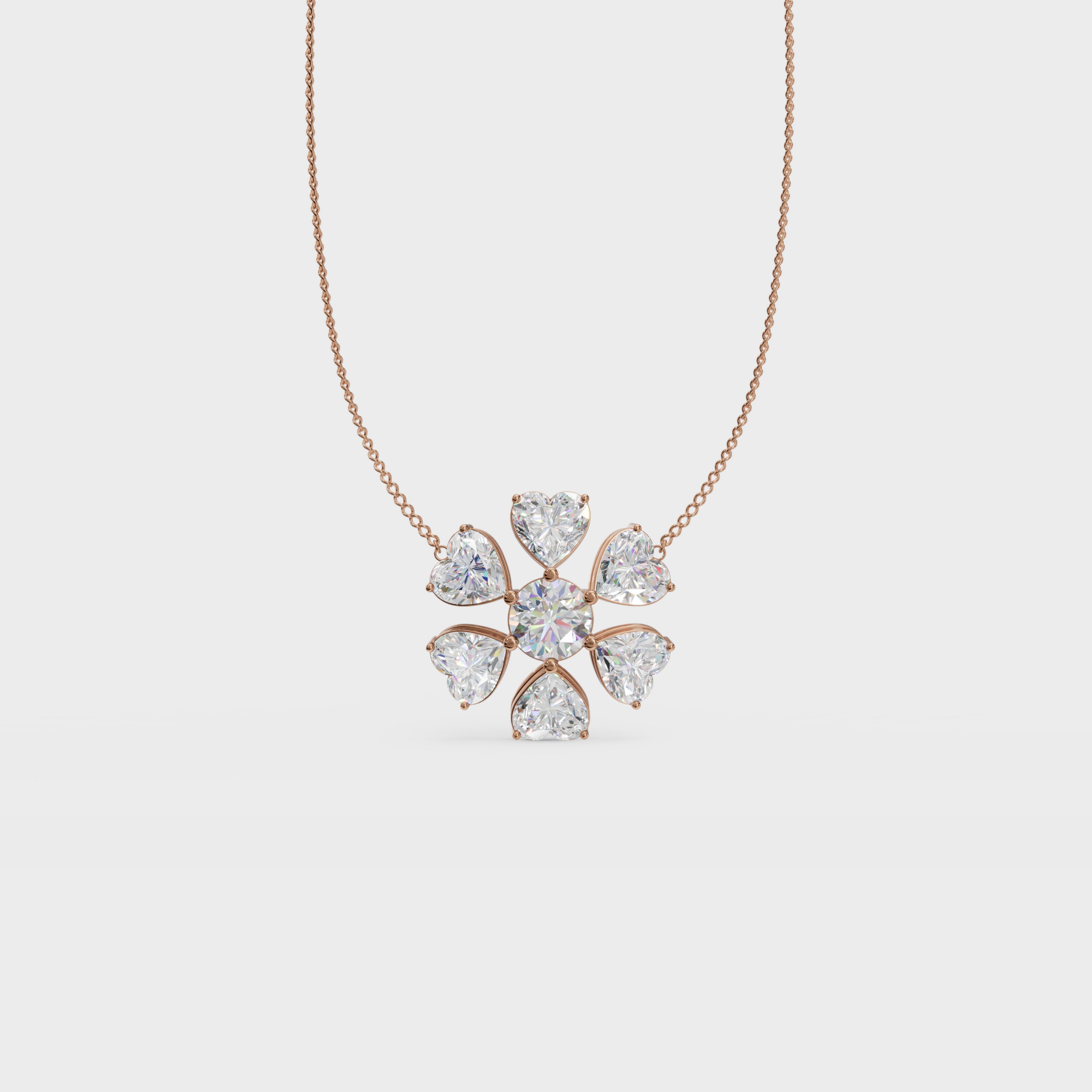 Heart blossom cluster pendant