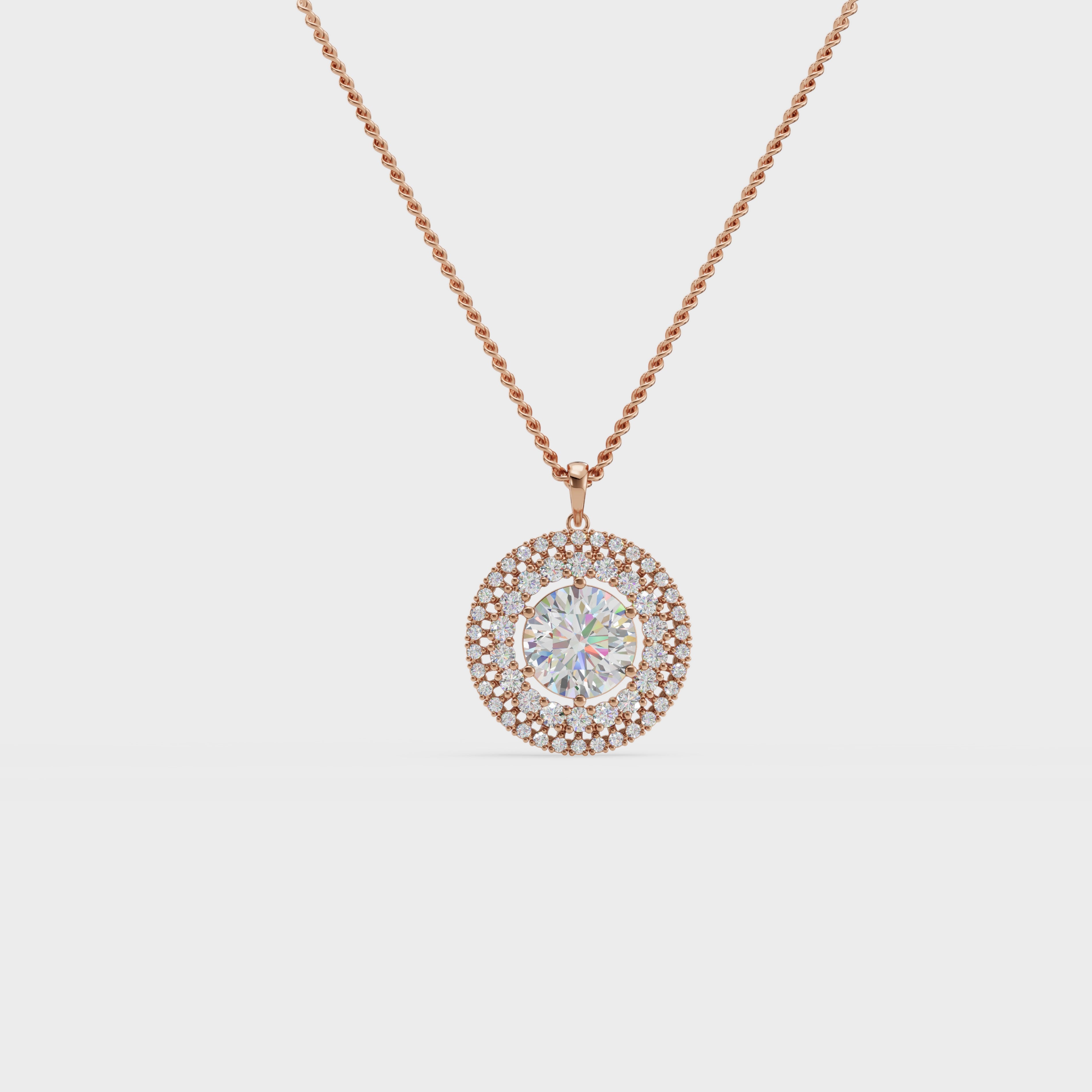 Elegant Snowflake Halo Round Diamond Pendant