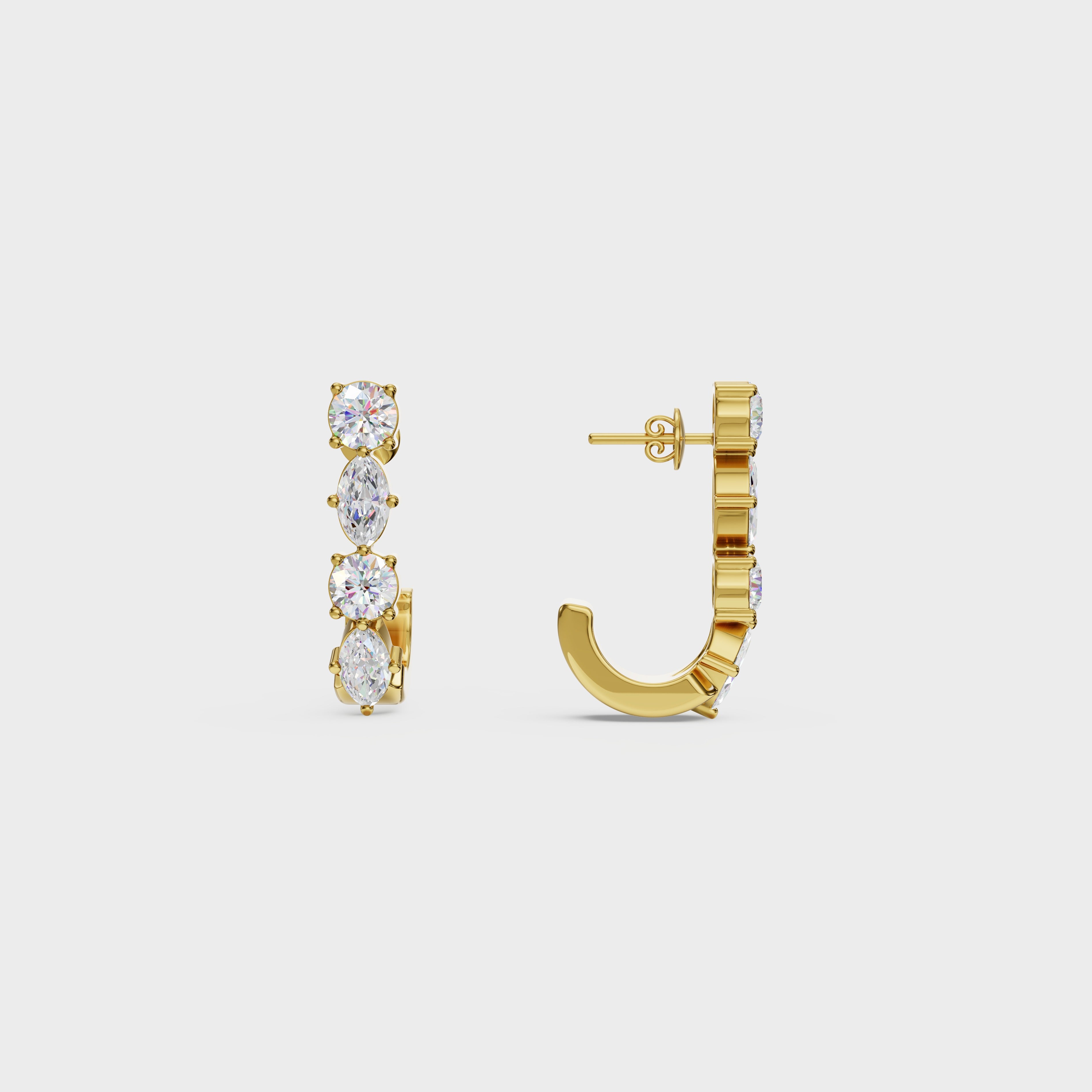 Round & Marquise Diamond Hoops