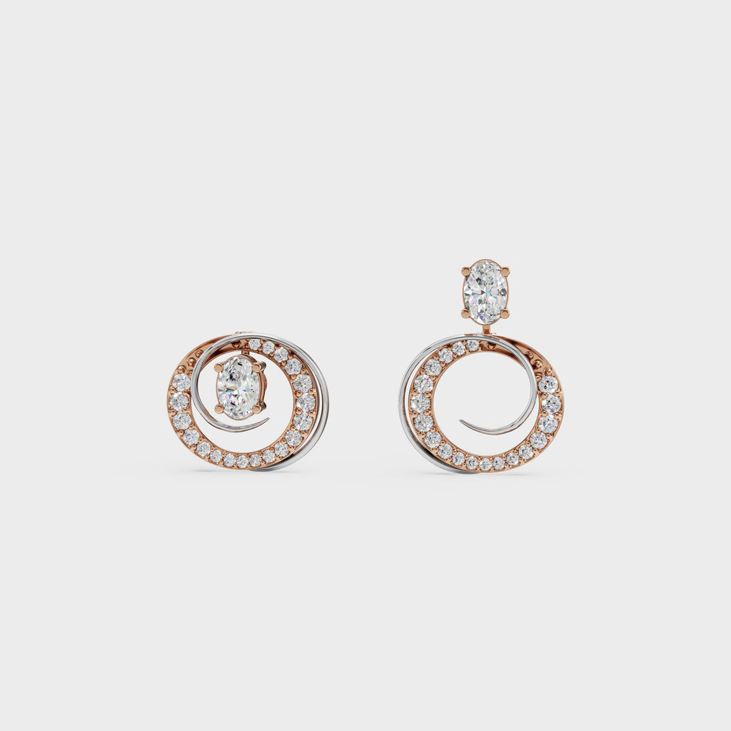 2 in One Oval cut stud & Earrings