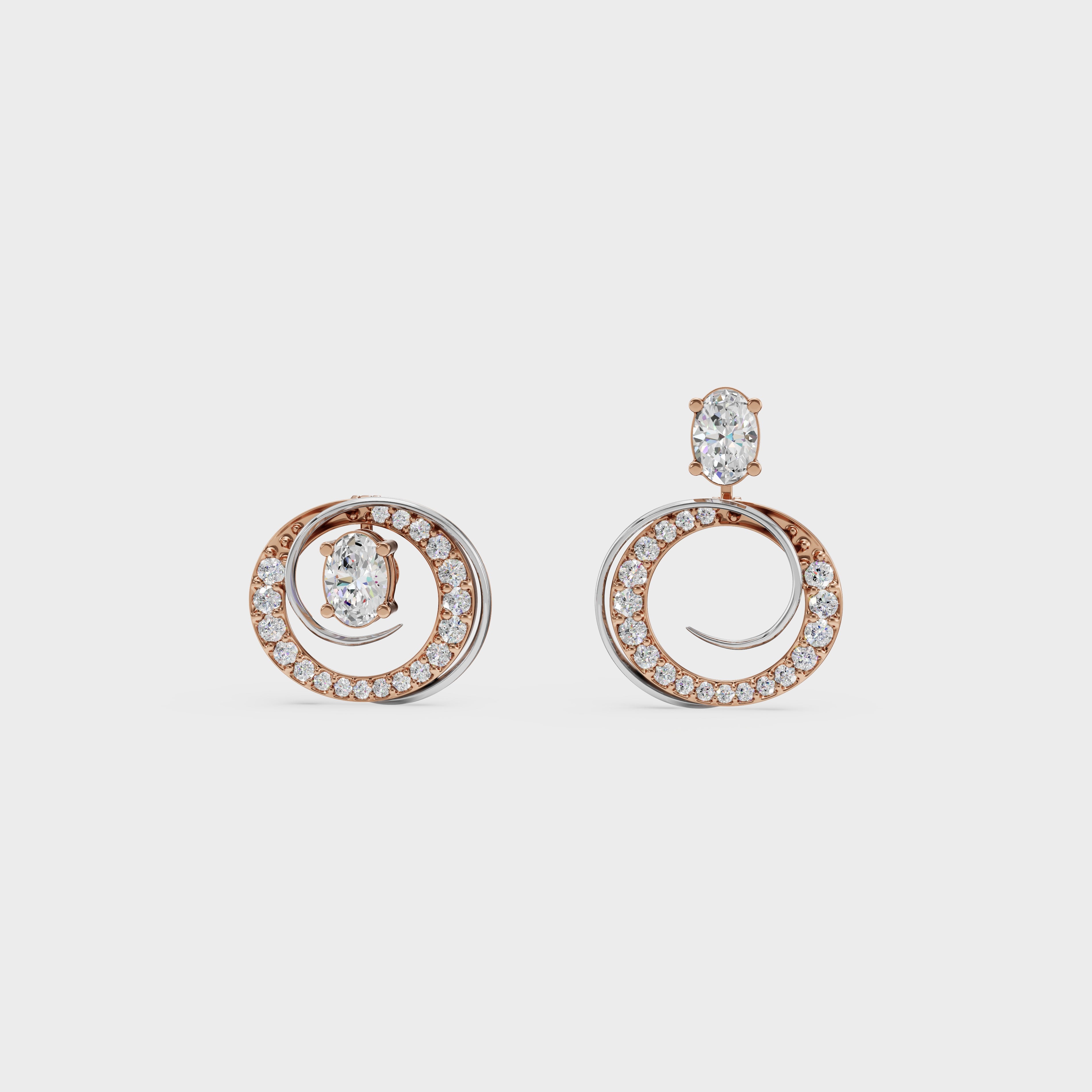 2 in One Oval cut stud & Earrings