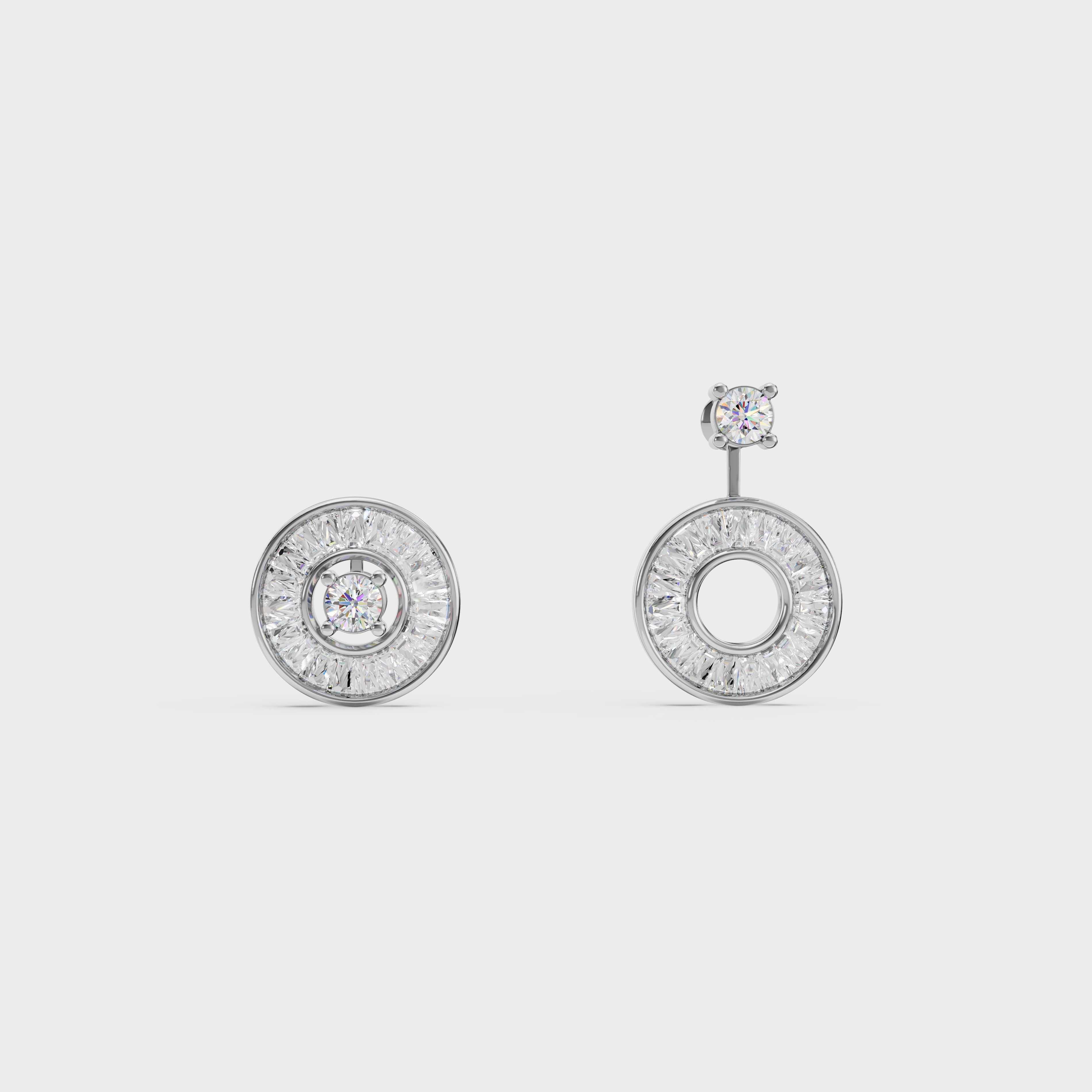Radial Baguette Diamond Studs Earrings