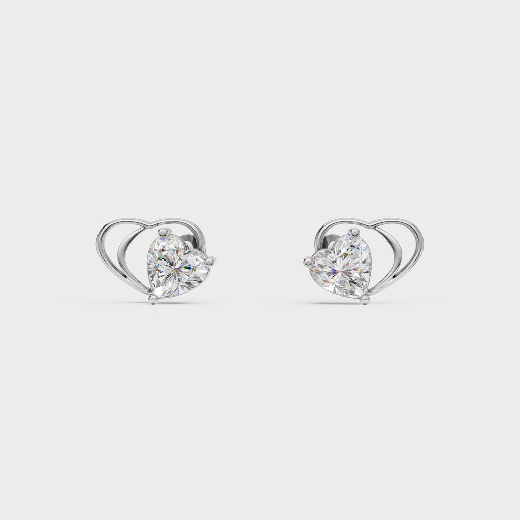 Butterfly Theme Heart Stud Earrings