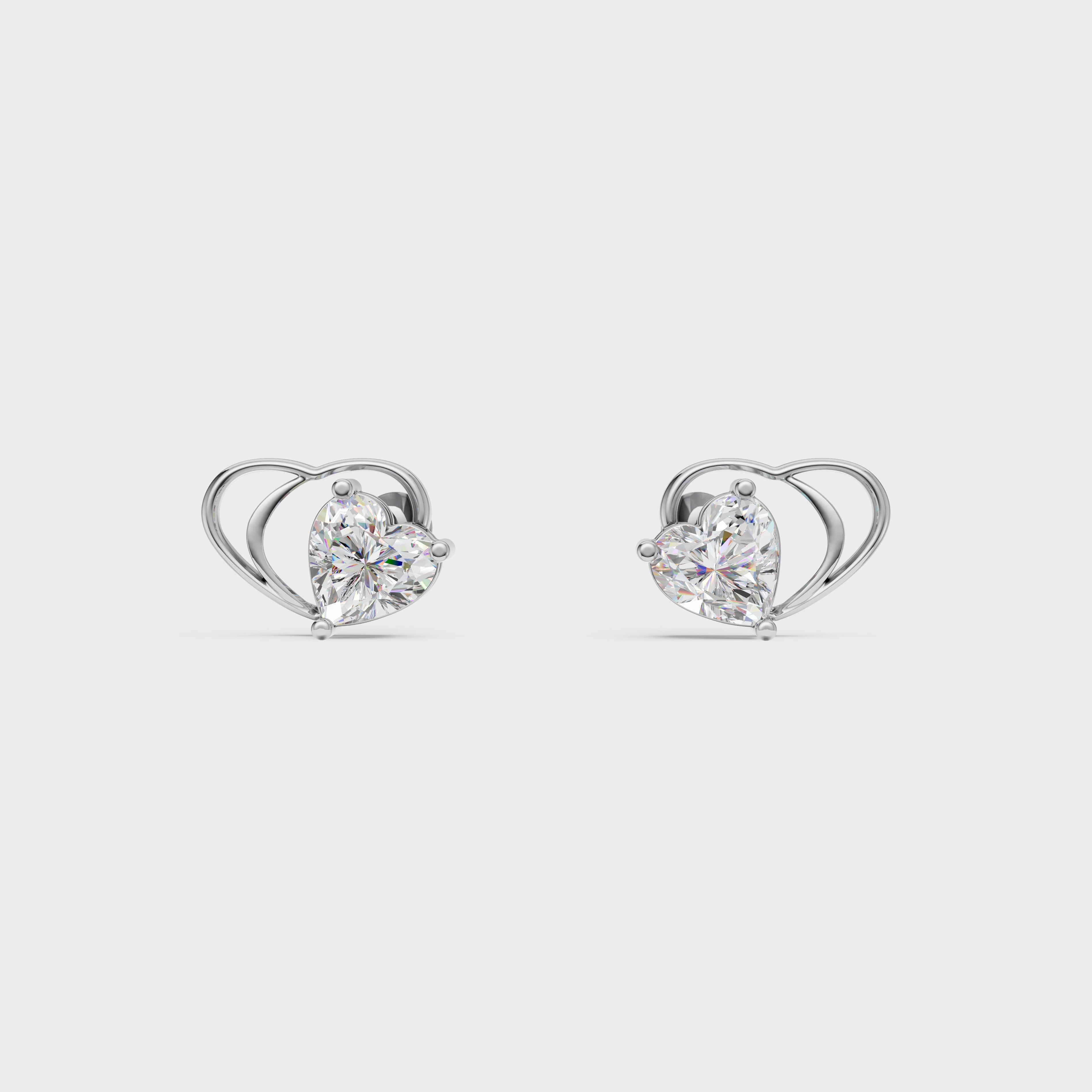 Butterfly Theme Heart Stud Earrings