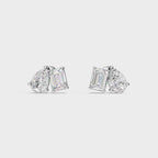 Emerald & Pear Diamond Stud