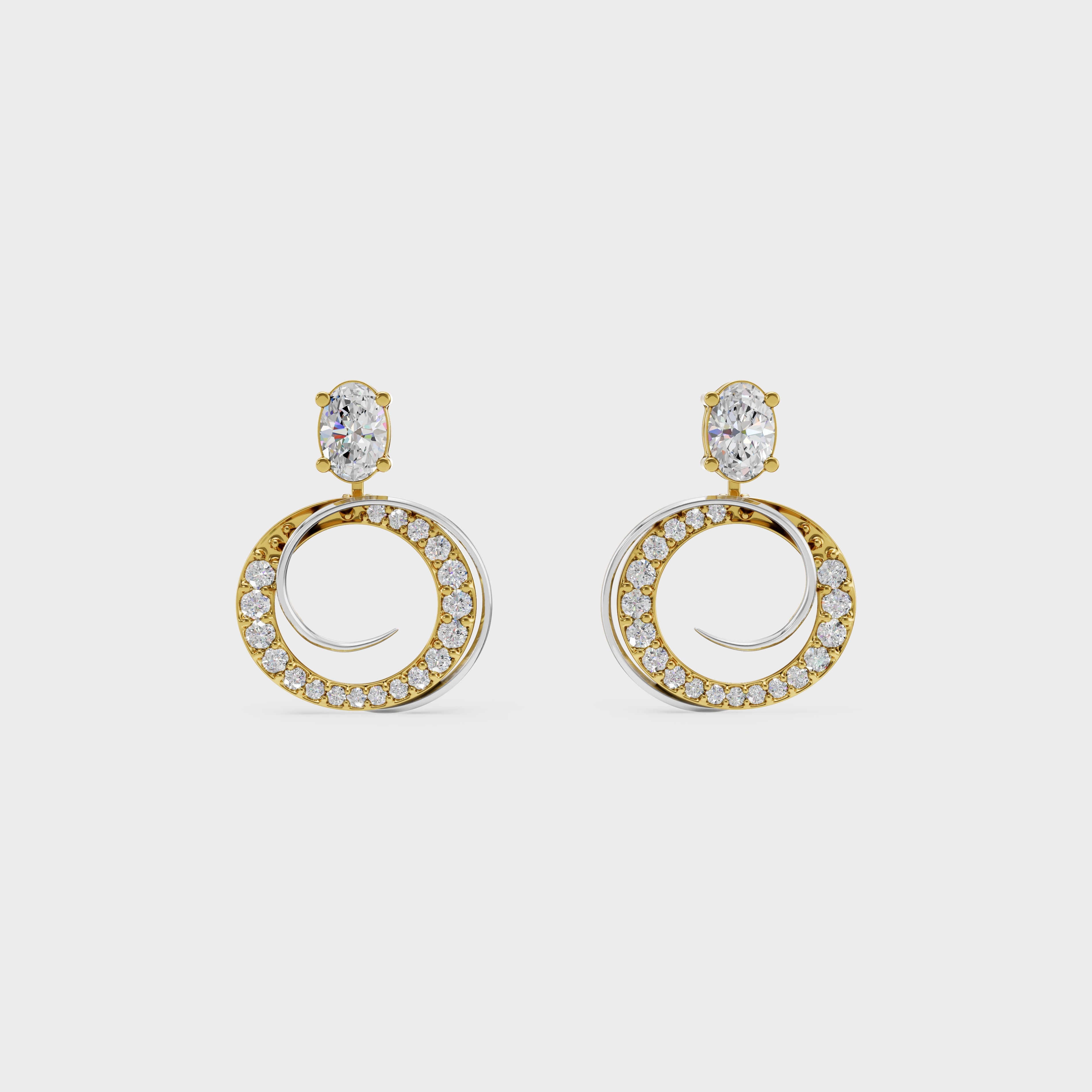 2 in One Oval cut stud & Earrings