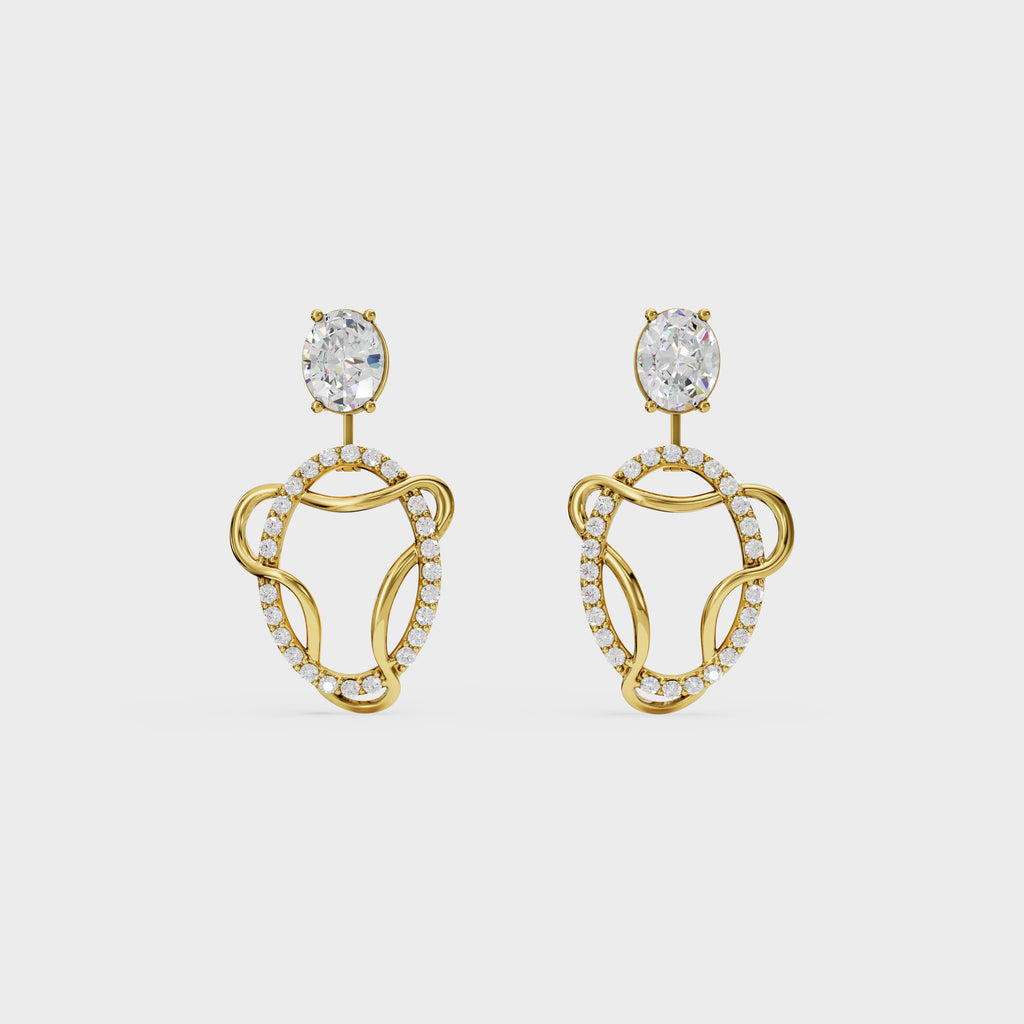 Diamond Swirl Halo Earrings