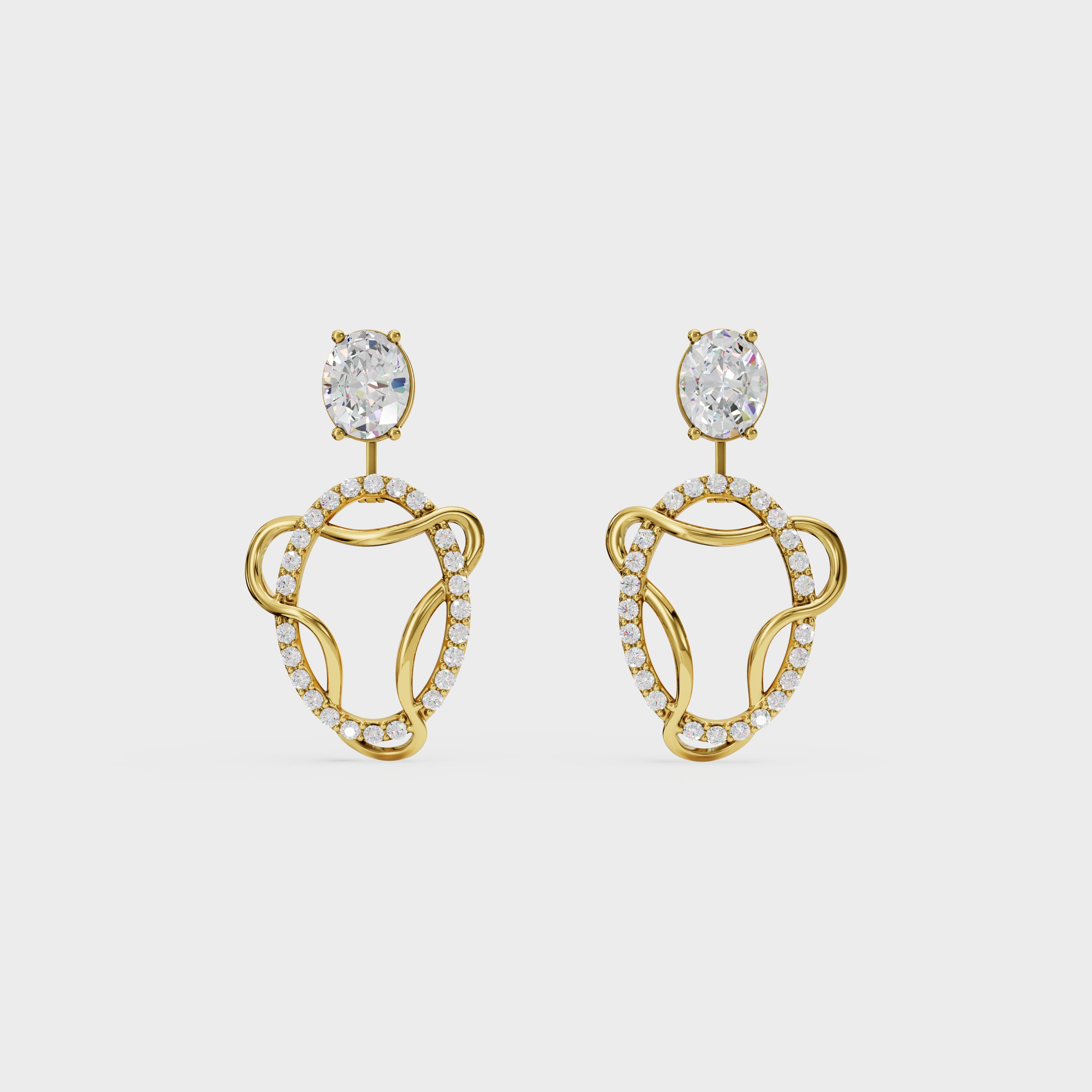 Diamond Swirl Halo Earrings