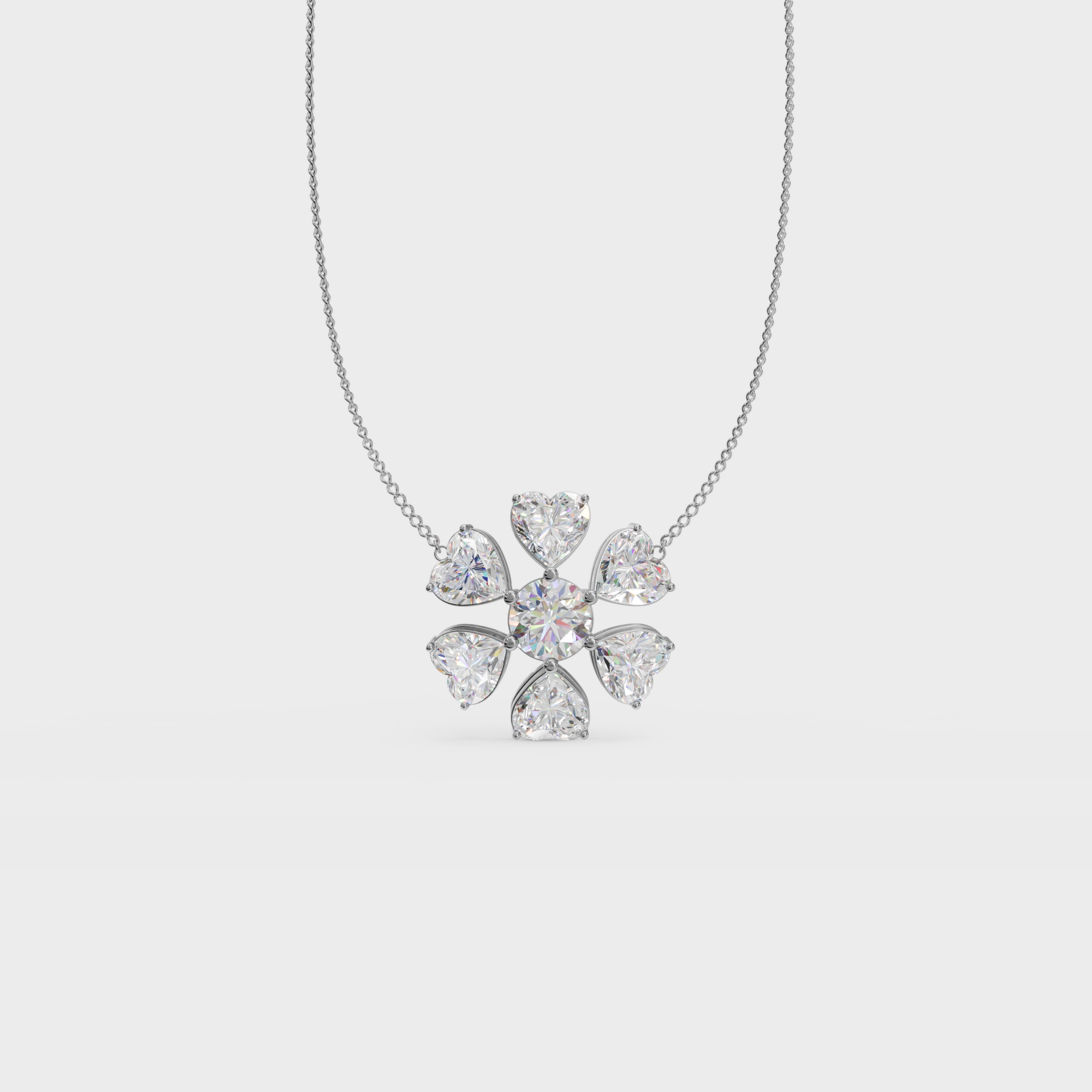 Heart blossom cluster pendant