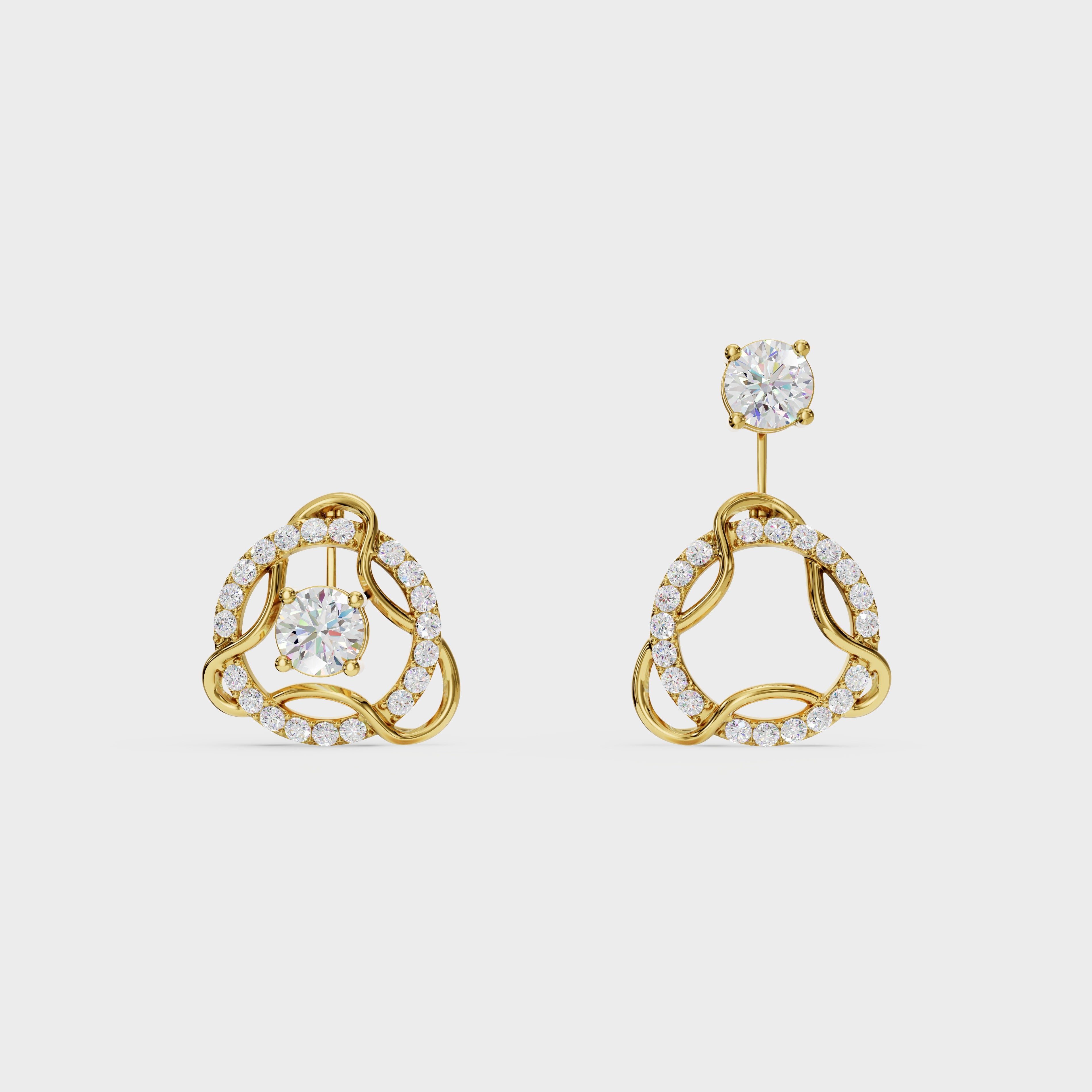 Modern Diamond 2 in 1 Earrings