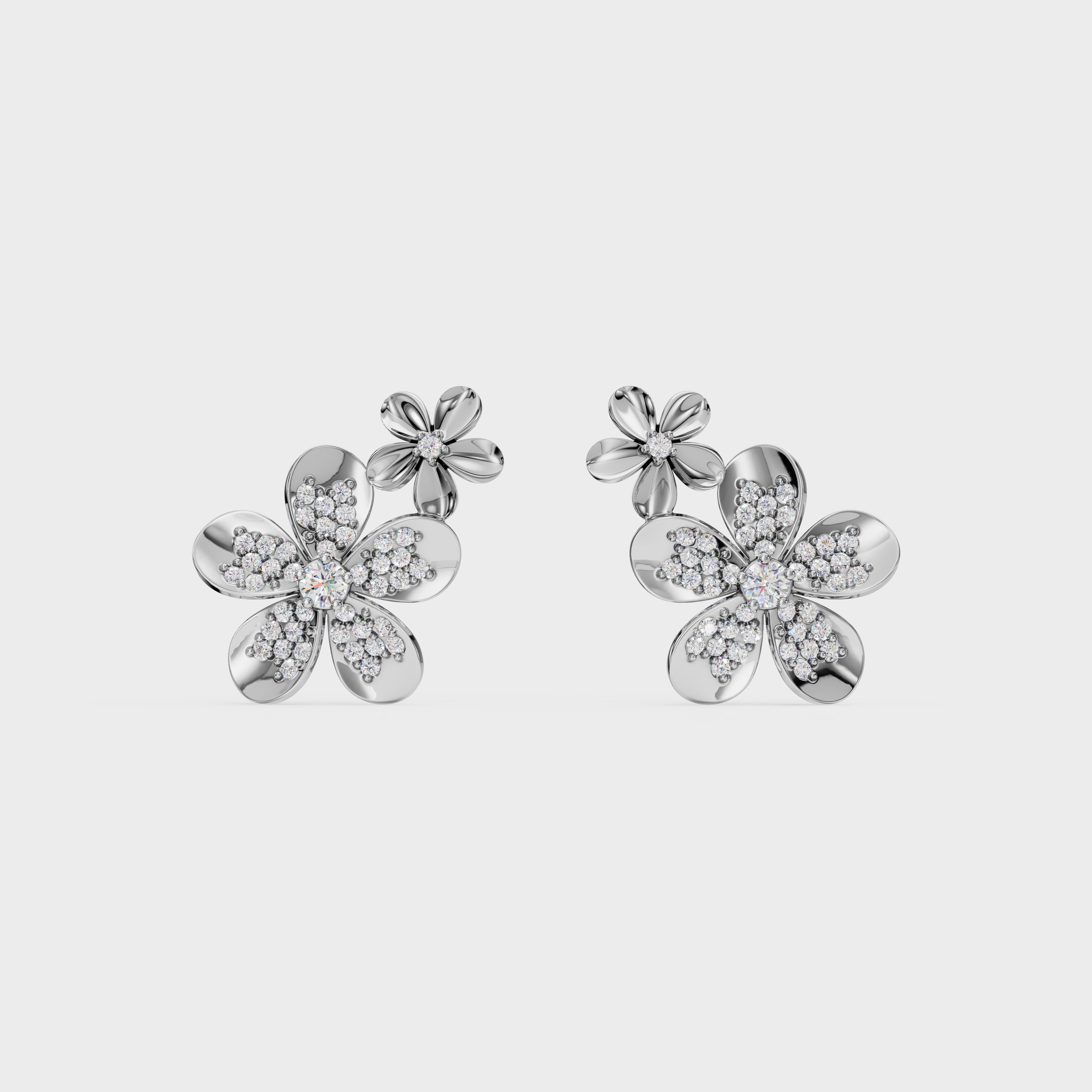 Two-Tier Flower Stud Earrings