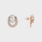Oval & Pave Crescent Stud Earrings