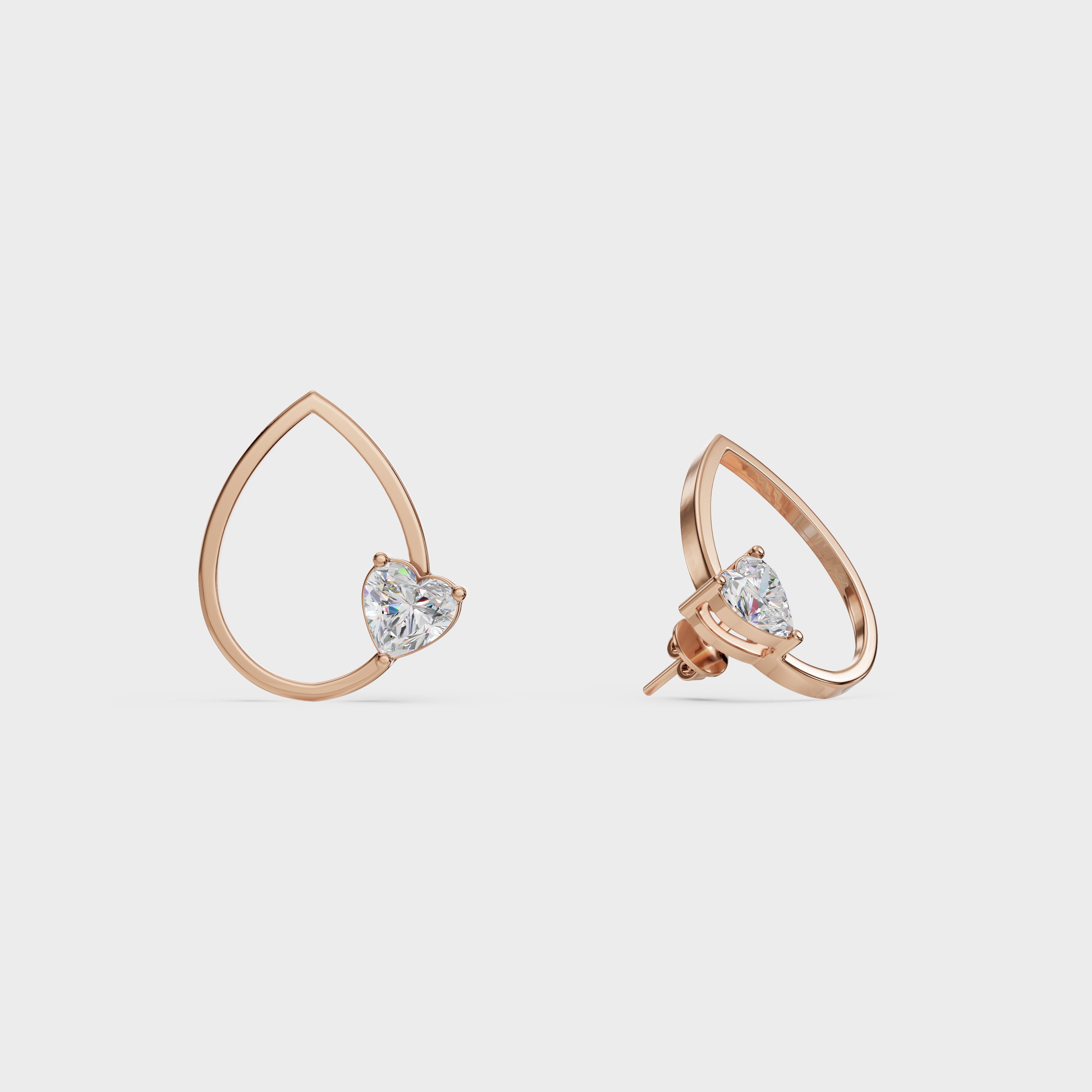 Heart in Teardrop Stud Earring