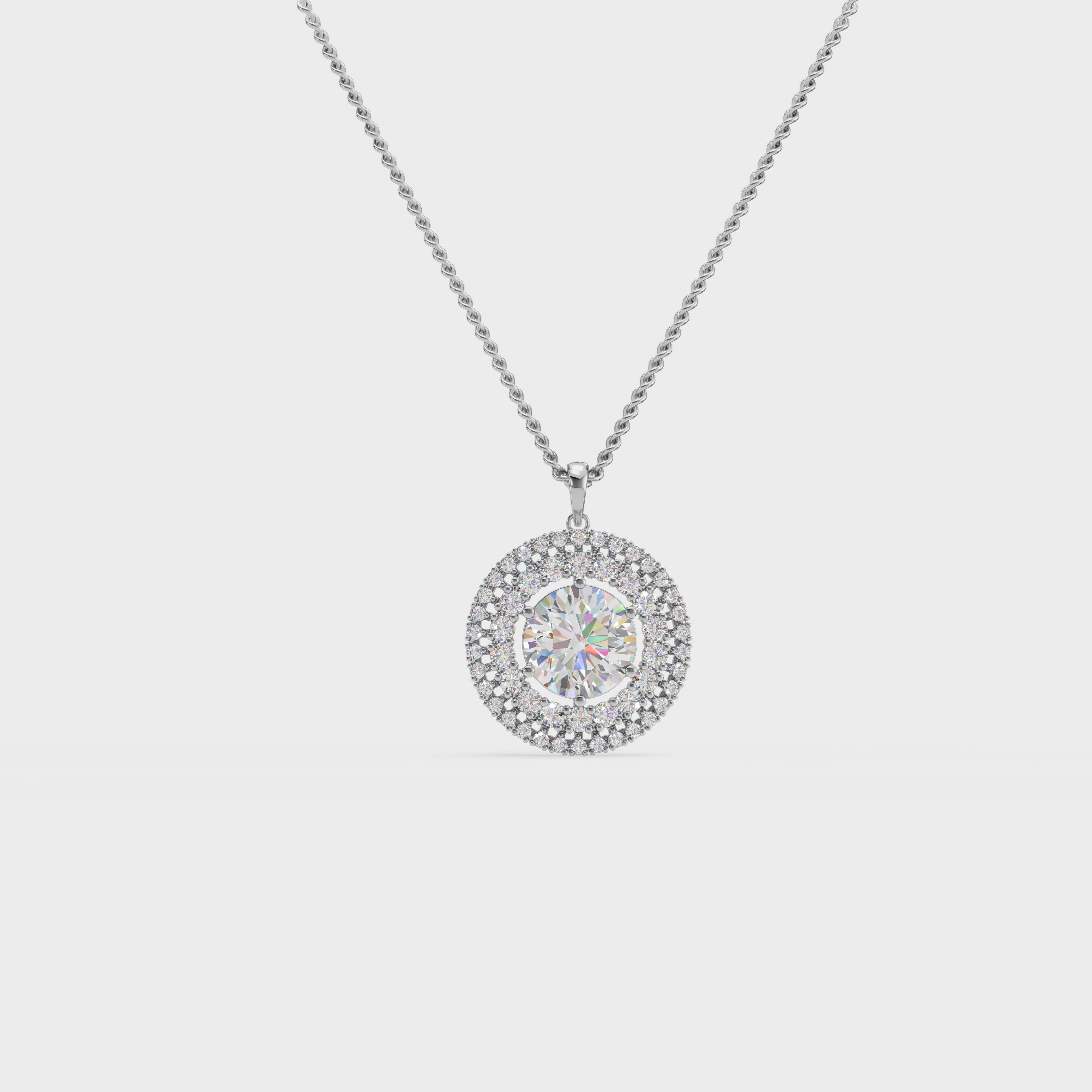Elegant Snowflake Halo Round Diamond Pendant