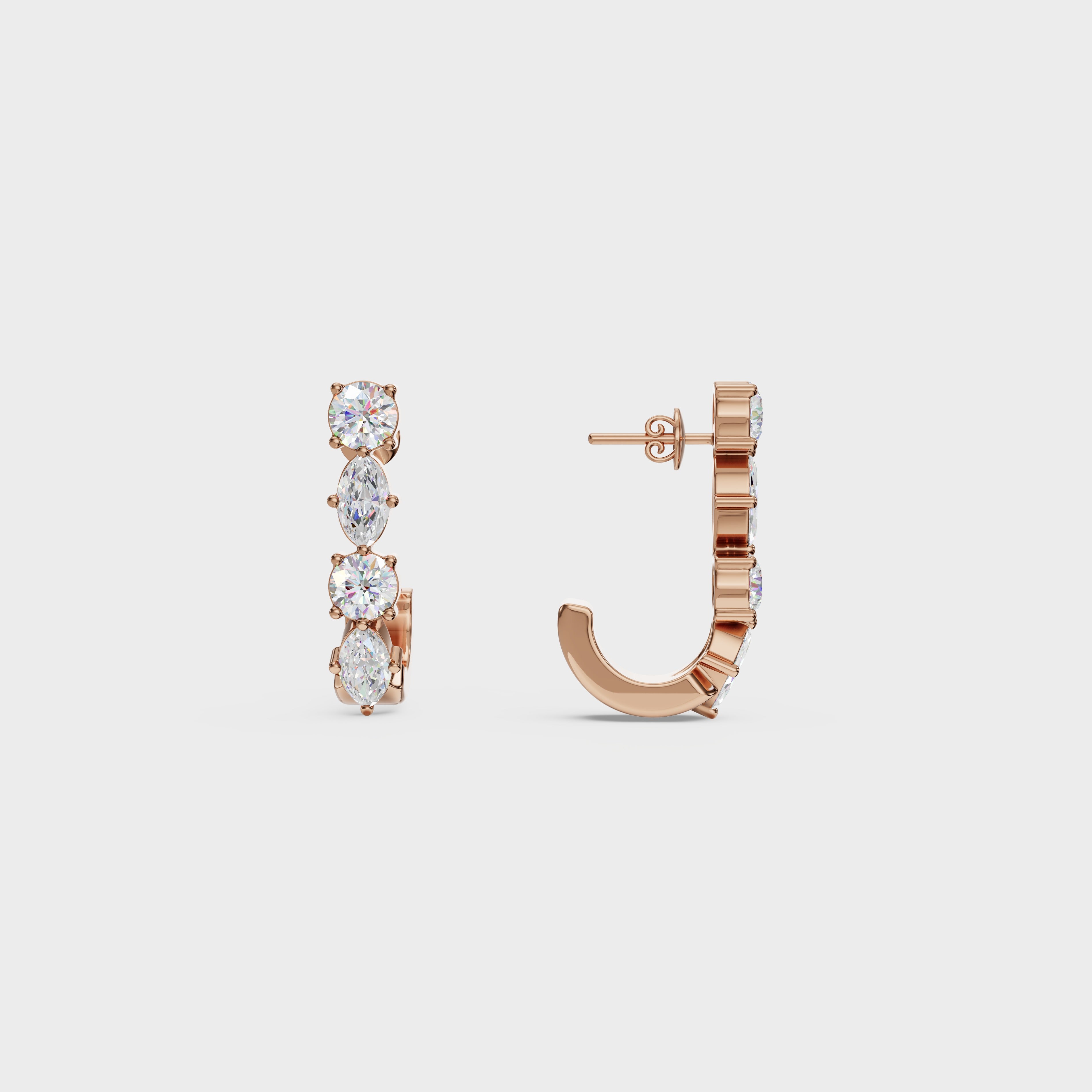 Round & Marquise Diamond Hoops