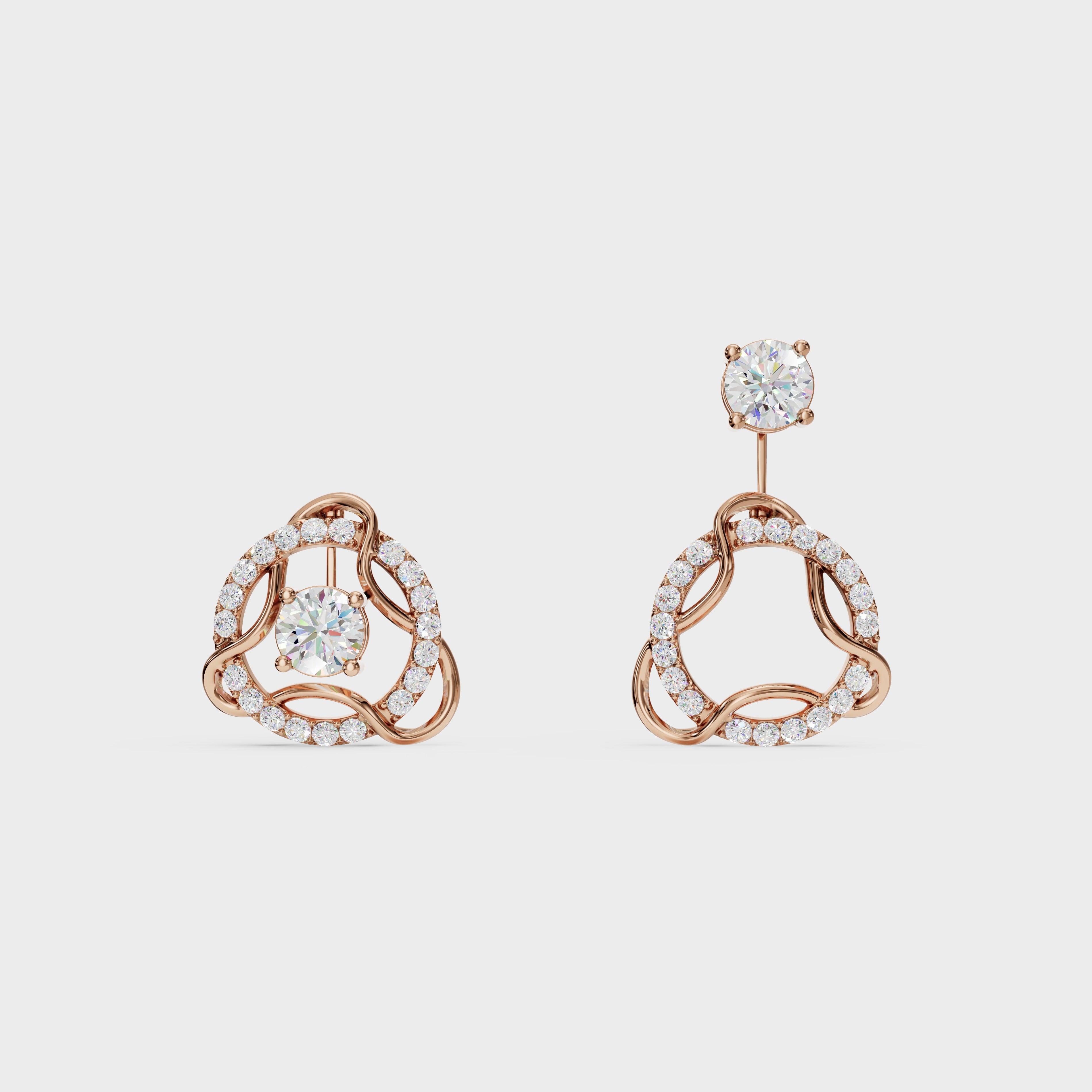Modern Diamond 2 in 1 Earrings