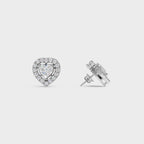 Heart Cut Halo Stud Earrings