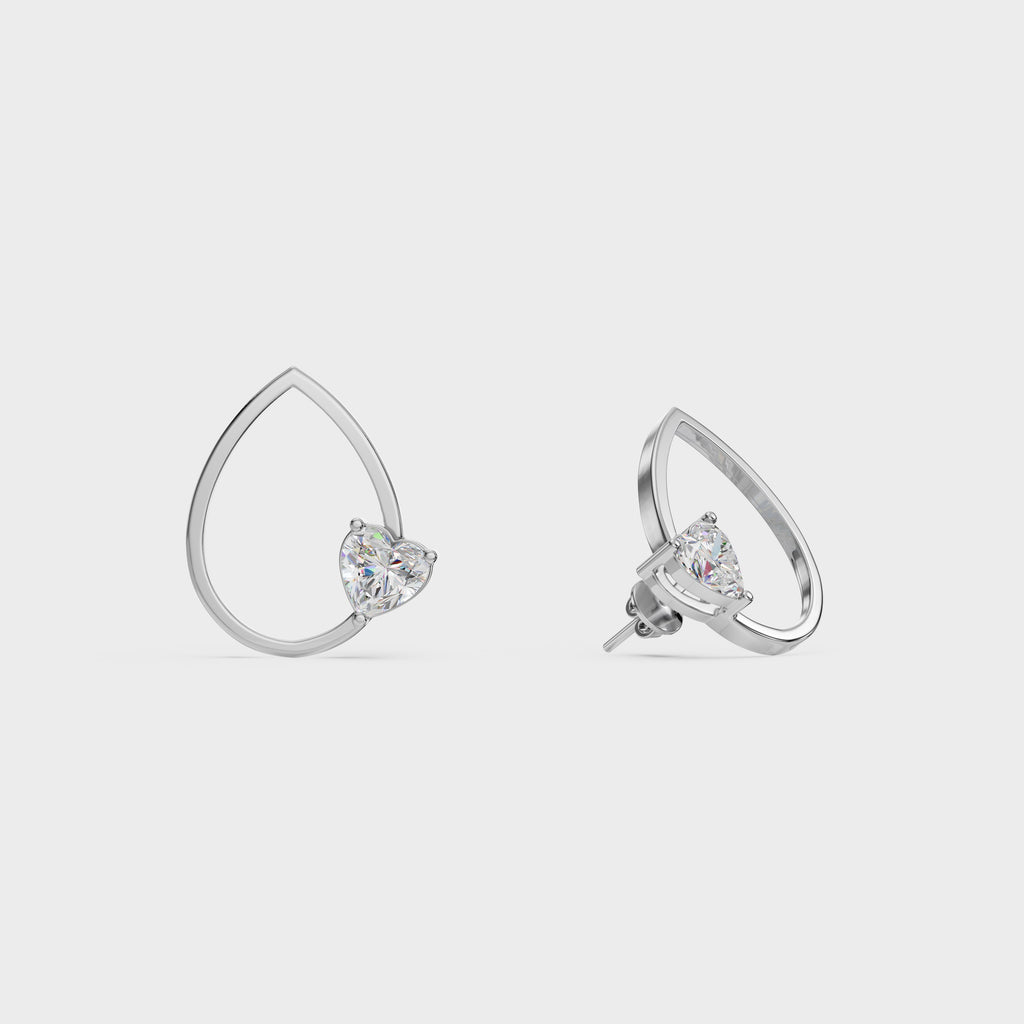 Heart in Teardrop Stud Earring