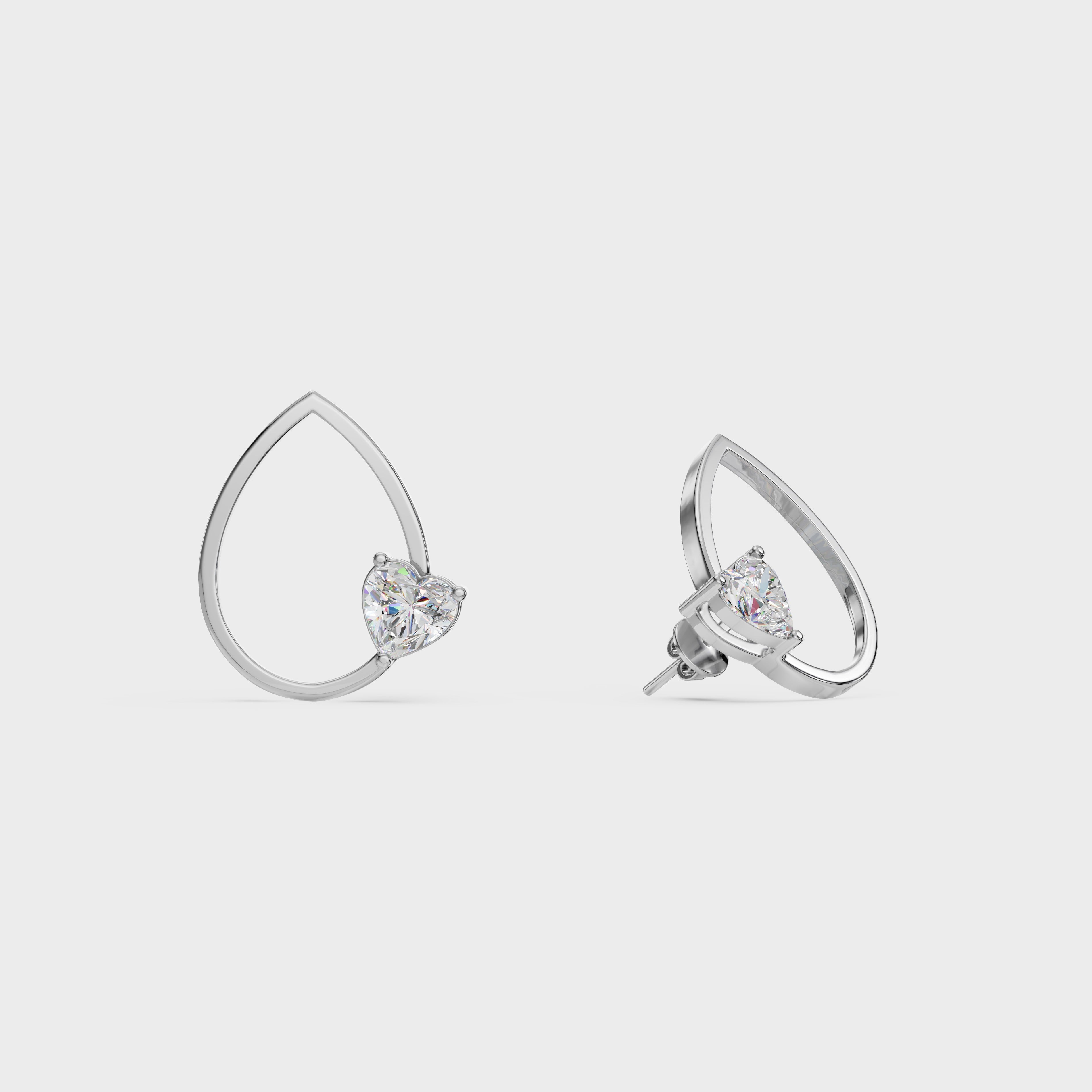 Heart in Teardrop Stud Earring