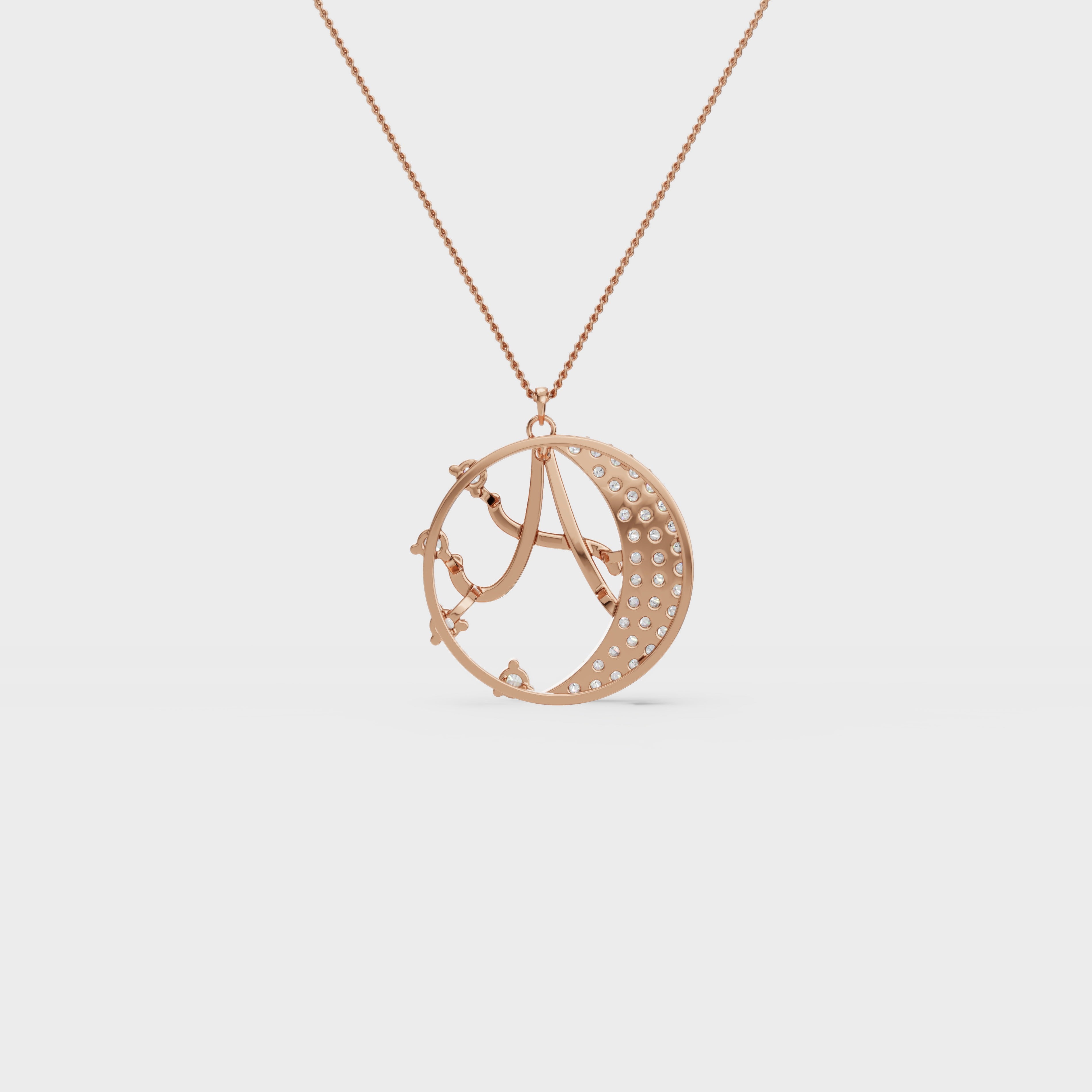 Crescent A Intial Pendant