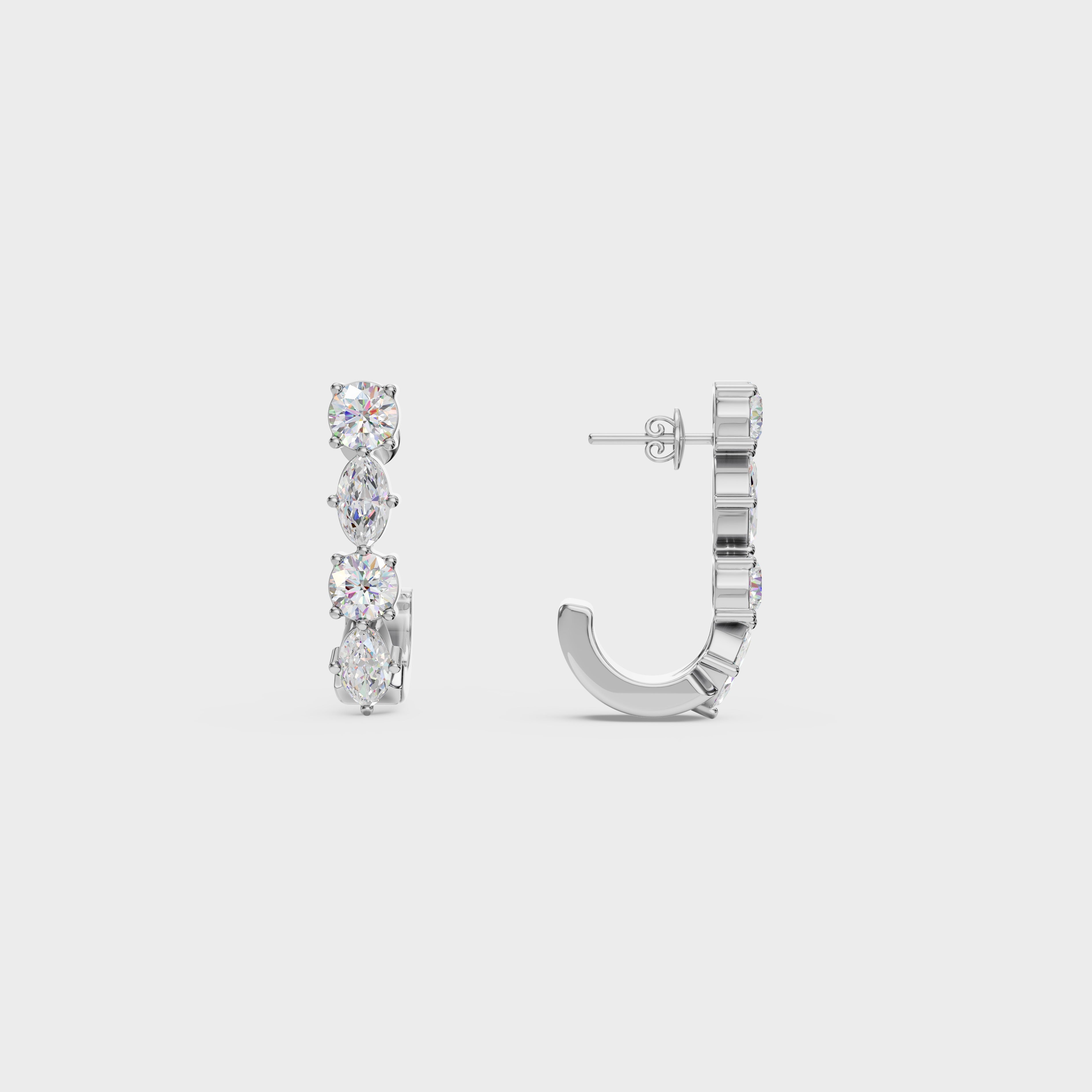 Round & Marquise Diamond Hoops