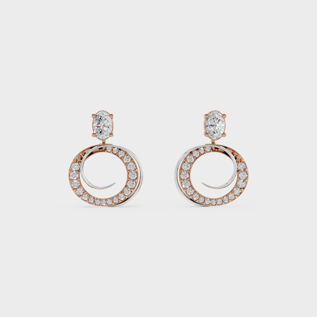 2 in One Oval cut stud & Earrings