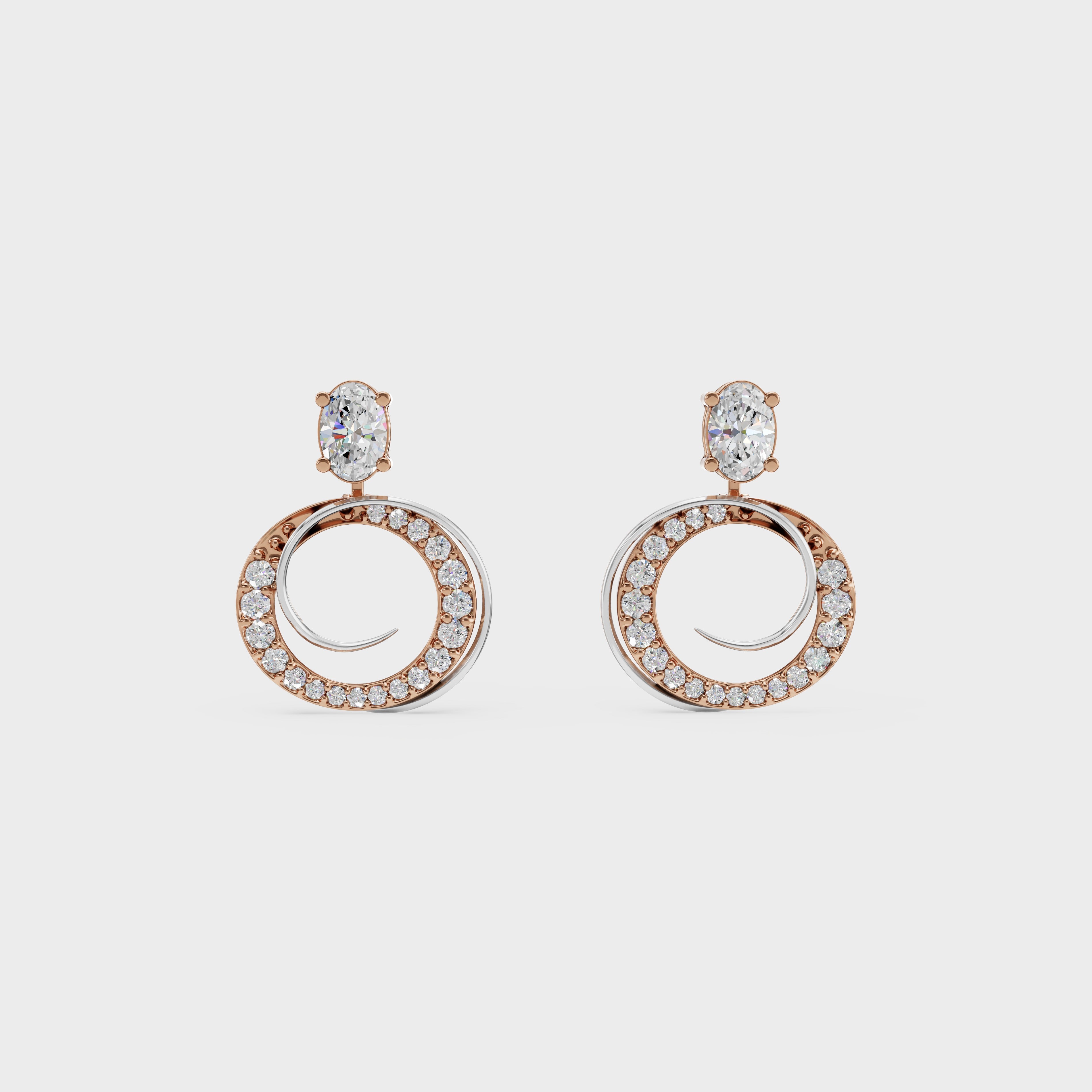 2 in One Oval cut stud & Earrings