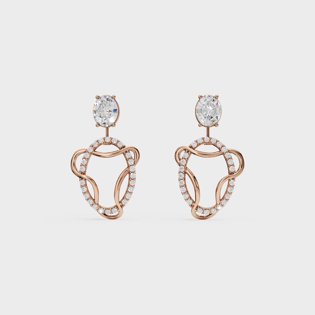 Diamond Swirl Halo Earrings