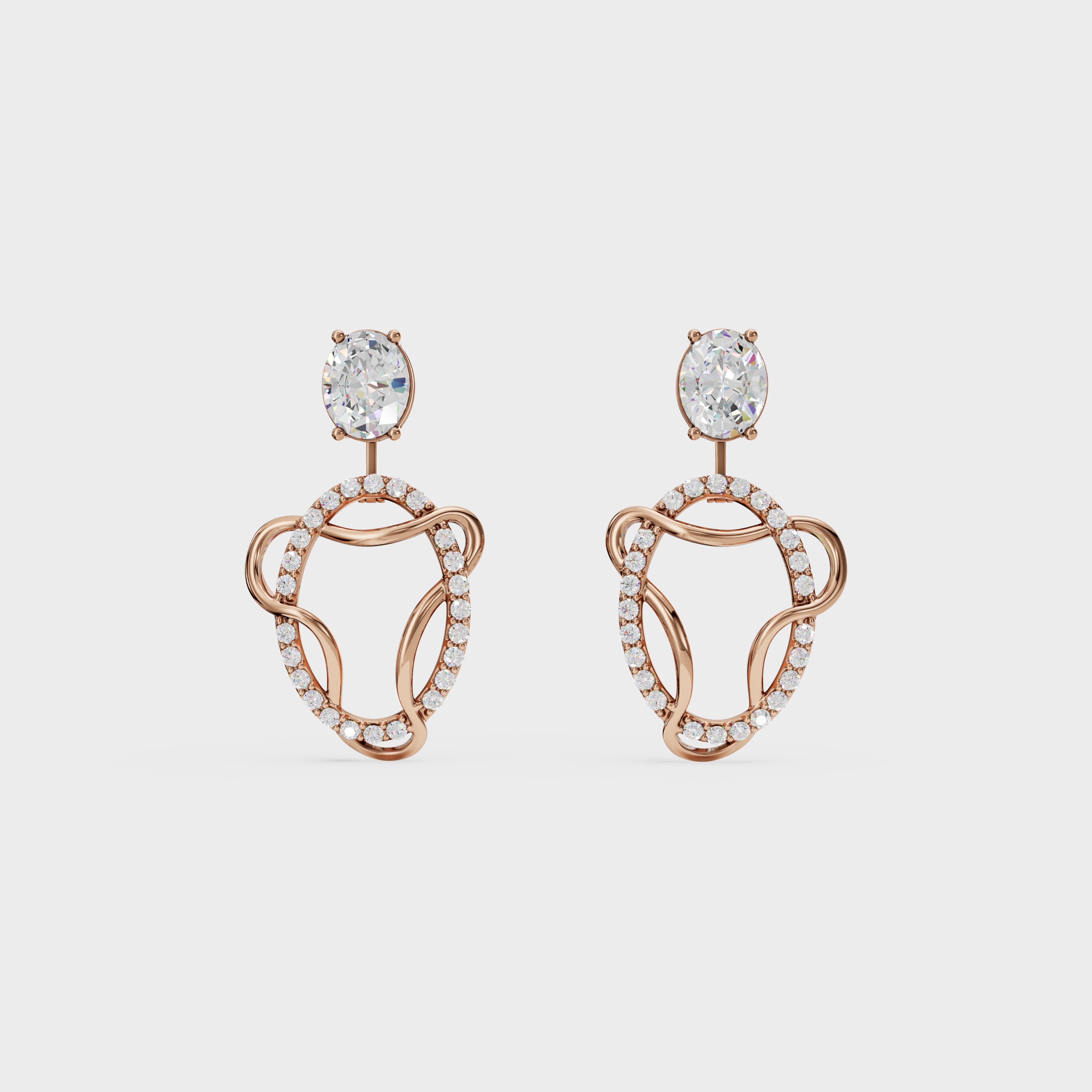 Diamond Swirl Halo Earrings