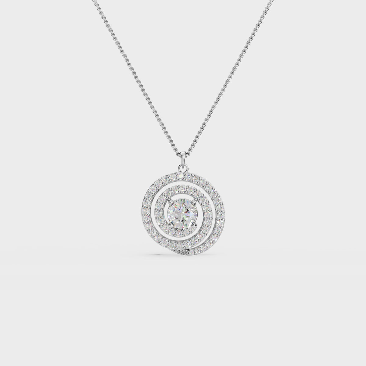 Triple Spiral Diamond Pendant